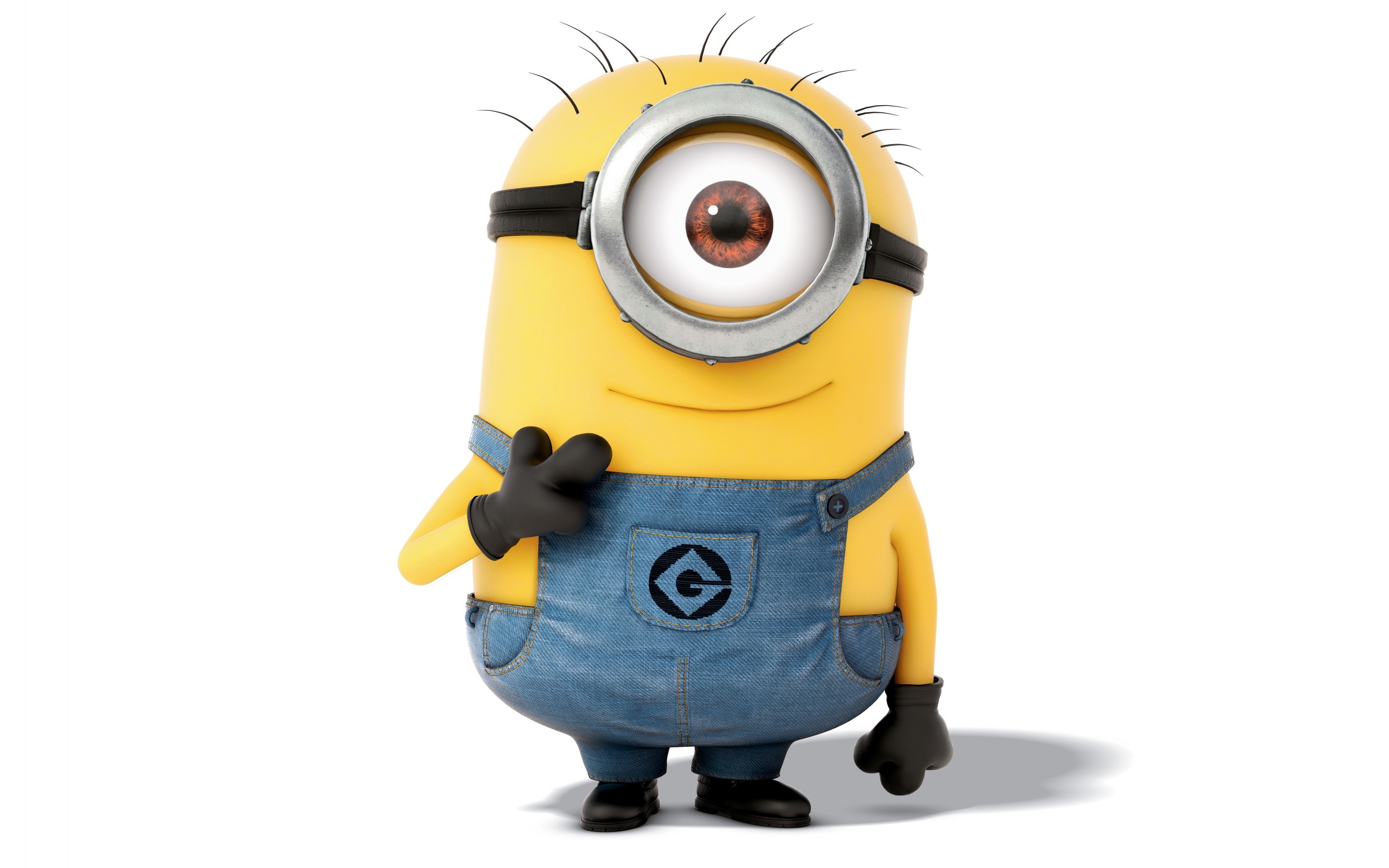 Stuart, Minion, Monocolo, Sfondo bianco, 2K, wallpaper per PC