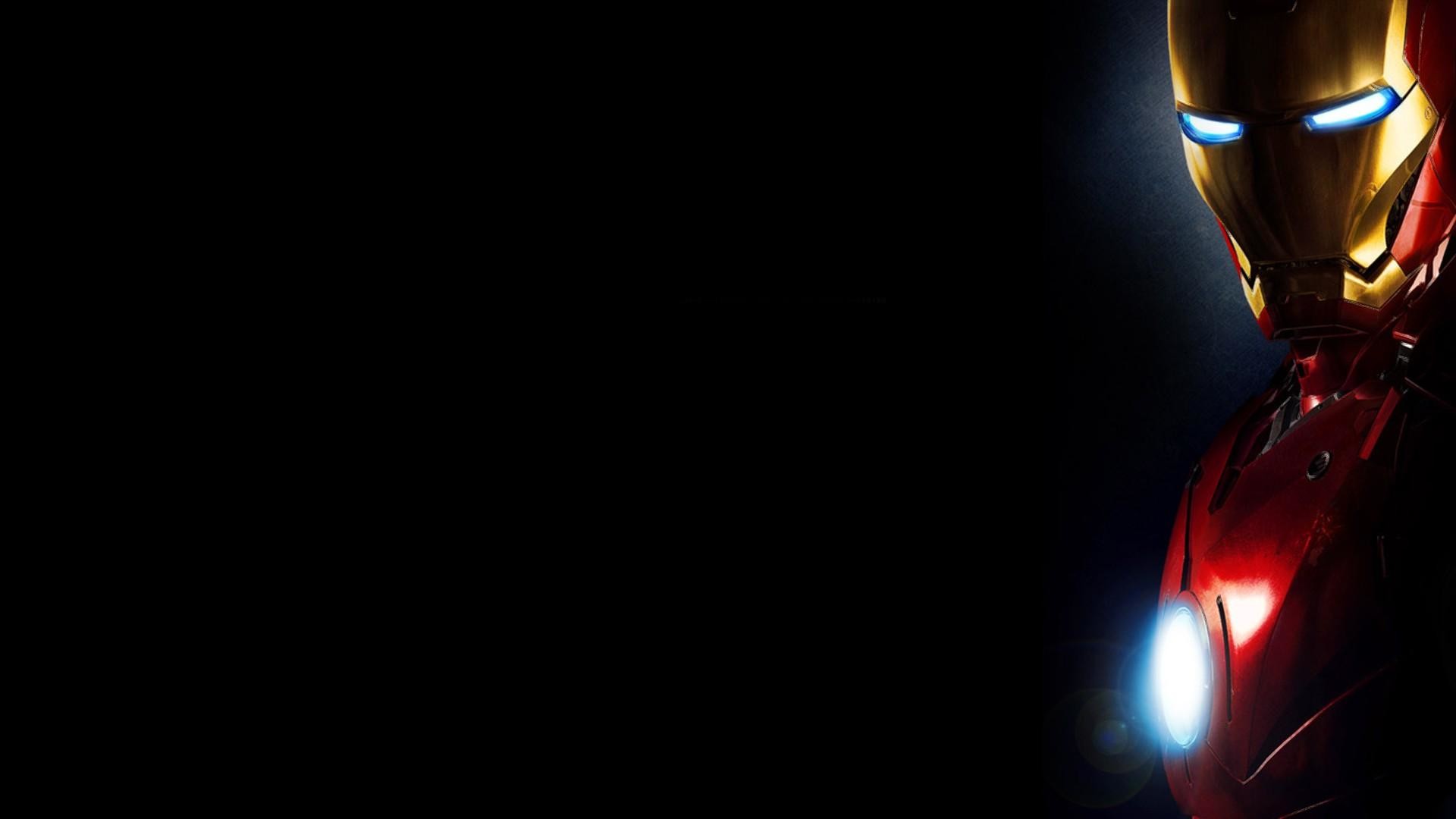 Iron Man, Elmo, Sfondo nero, Minimalismo, 16:9 Full HD, wallpaper widescreen