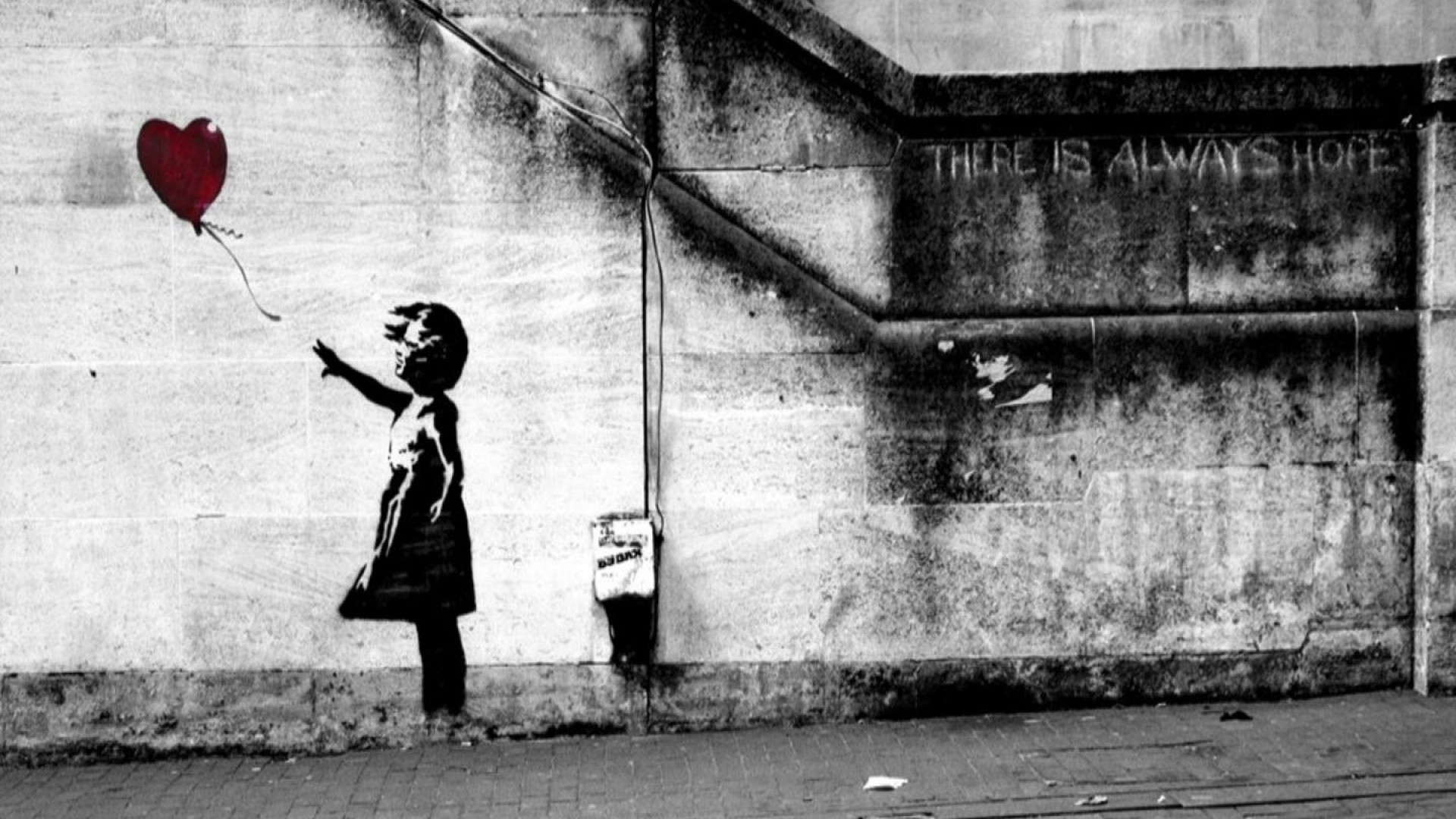 Girl with Balloon, There Is Always Hope, Banksy, Palloncino a cuore, sfondo desktop 1920x1080