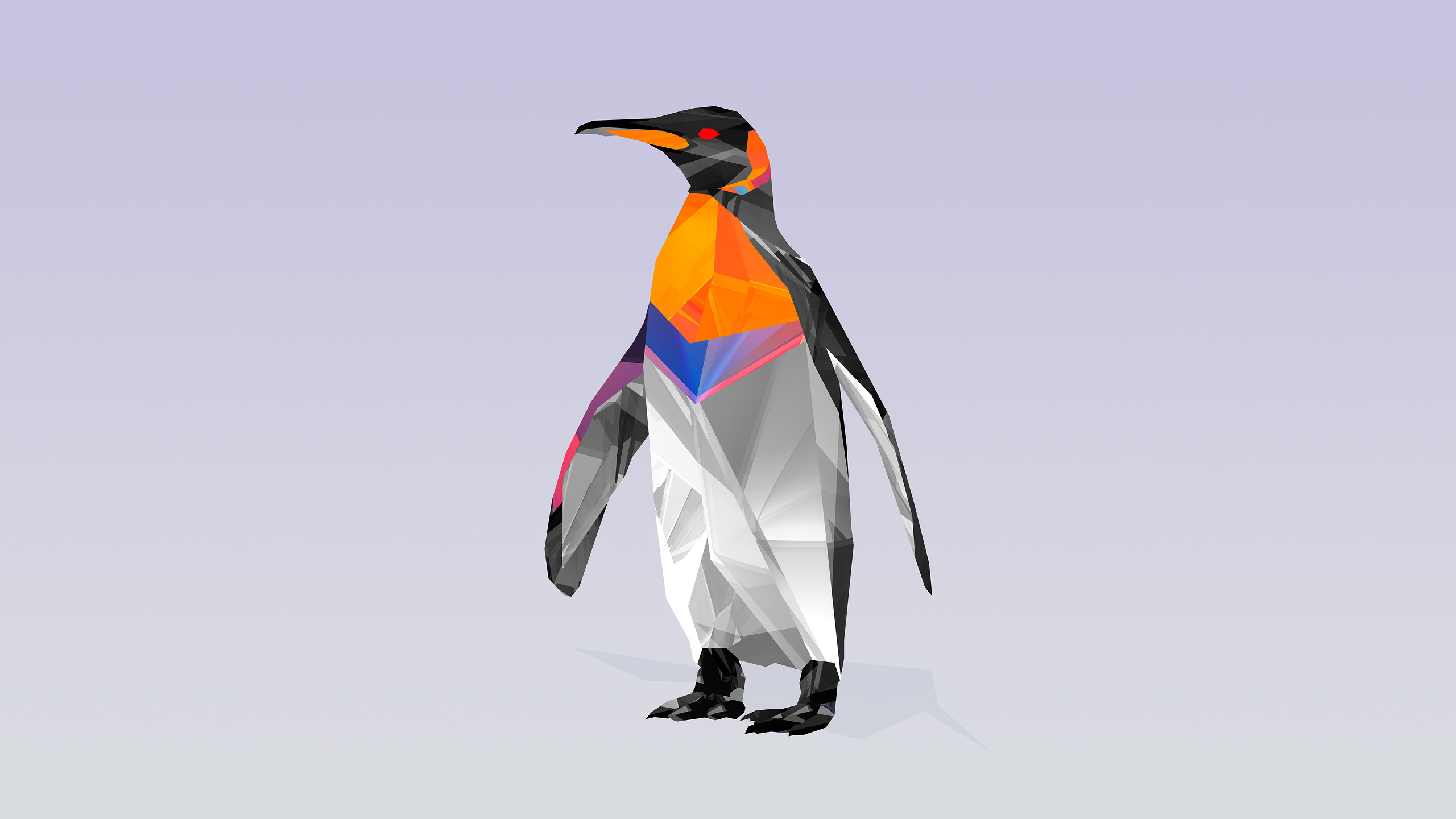 Pinguino imperatore, Pinguino, Low poly, Sfondo chiaro, 2K, wallpaper per portatile