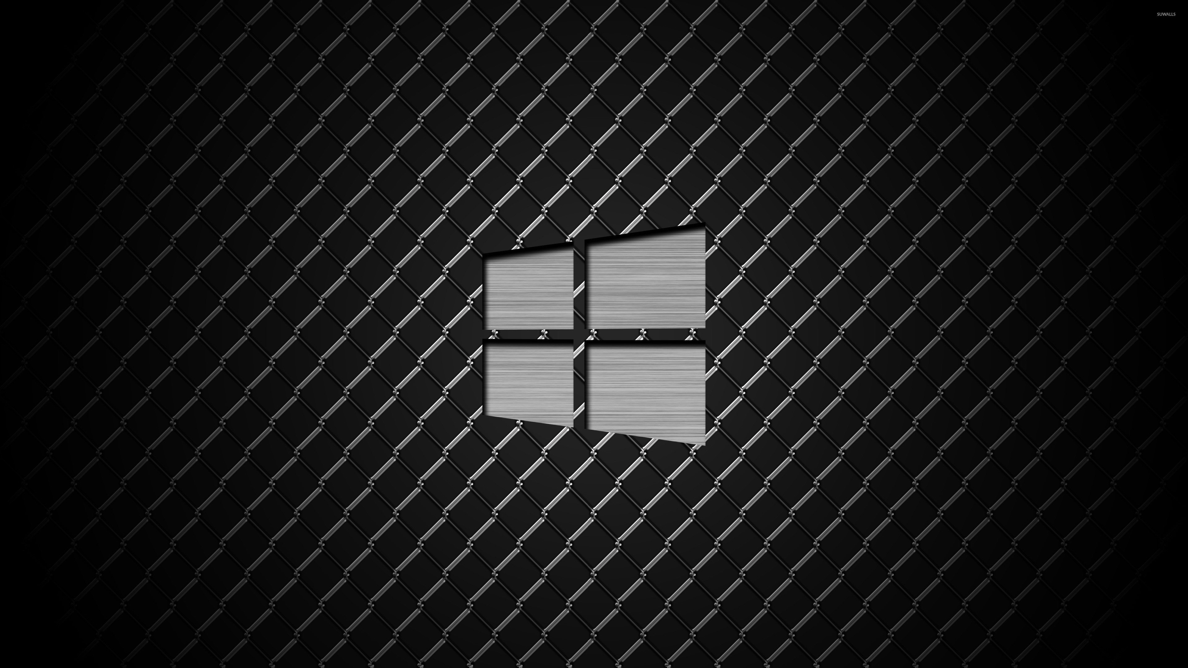 Logo Windows, Windows 10, Metallo, Texture, 4K, sfondo per portatile