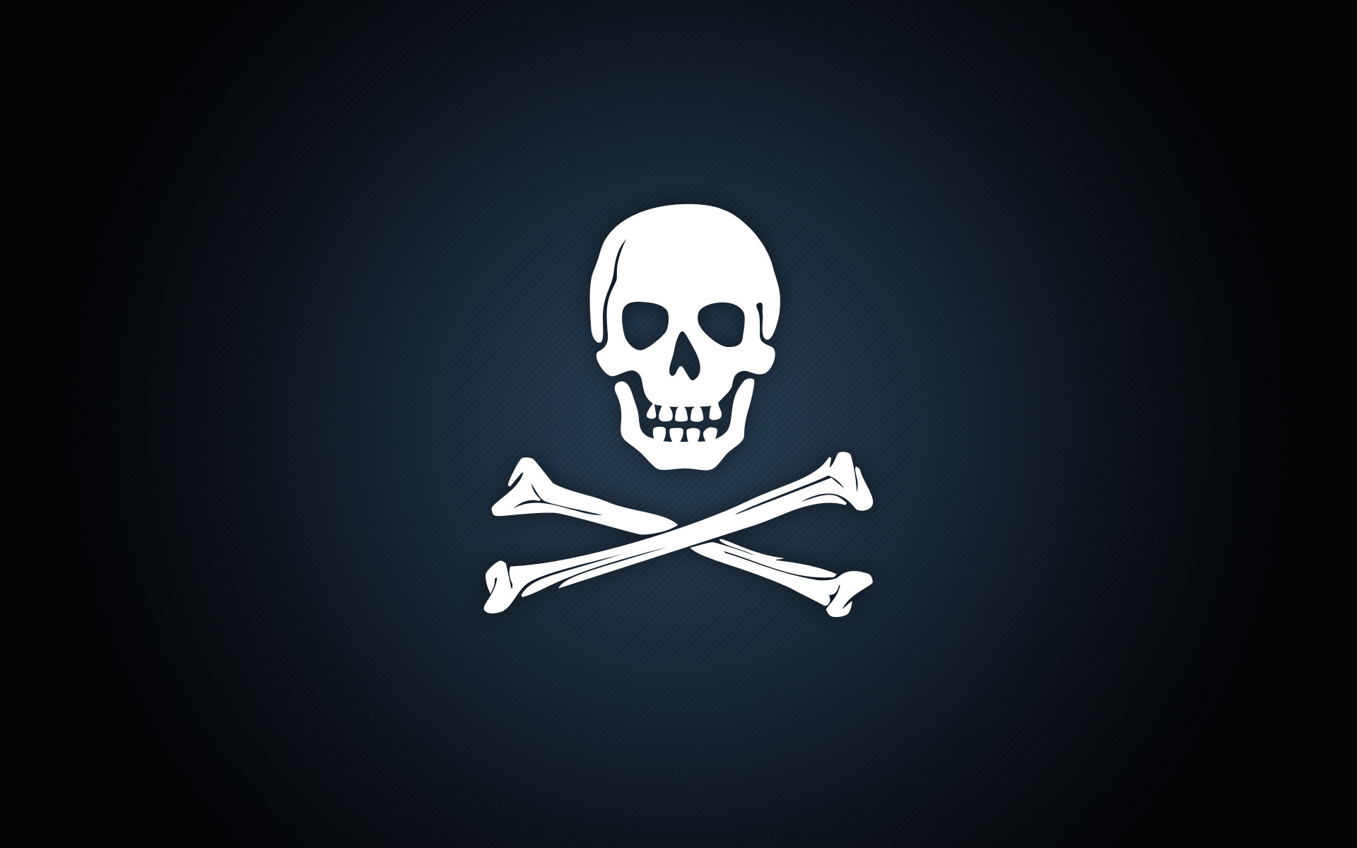 Jolly Roger, Teschio, Ossa incrociate, Sfondo blu, Full HD, wallpaper desktop