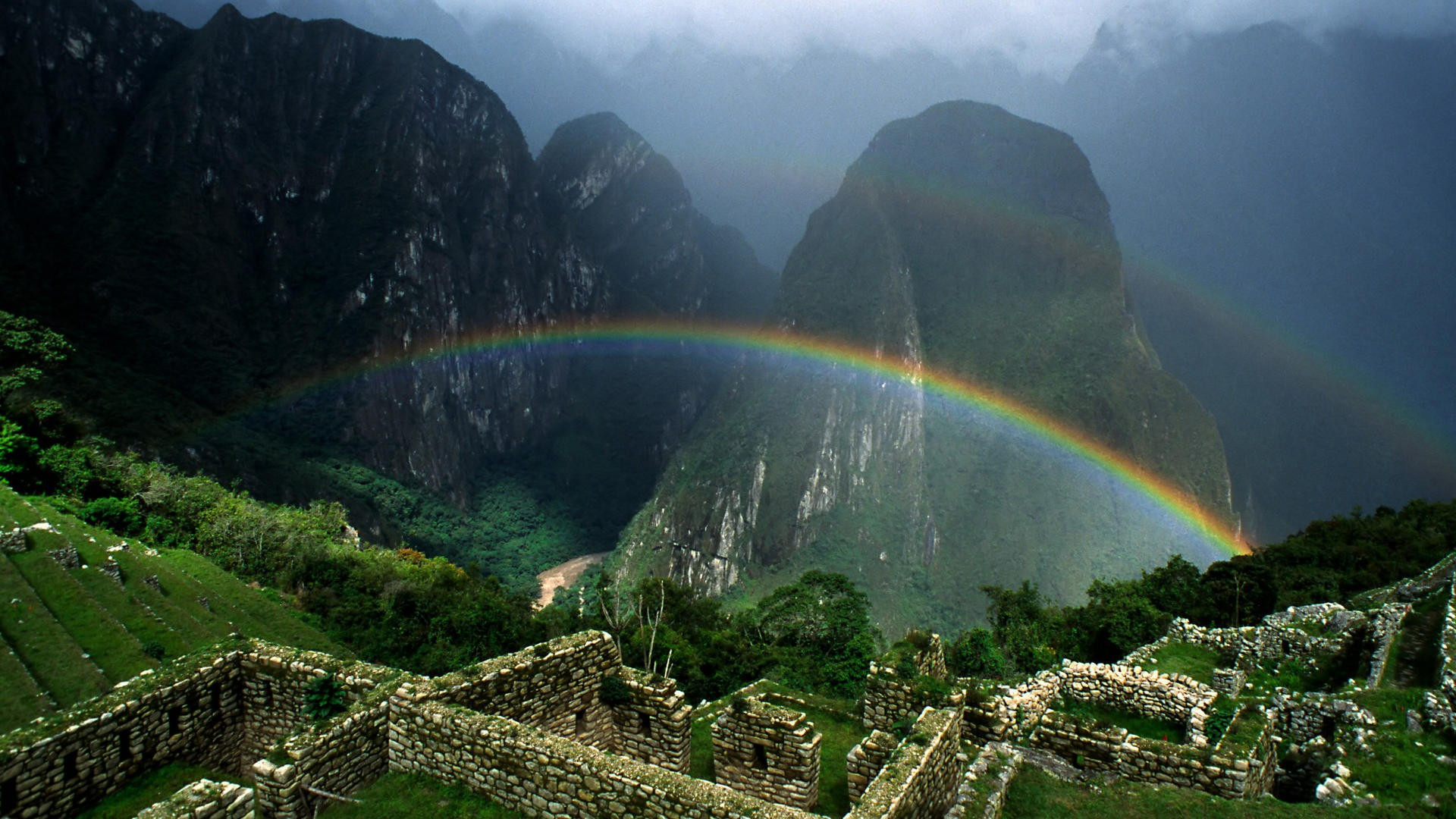 Machu Picchu, Perù, Arcobaleno, Montagne, Valle, Full HD, wallpaper per PC