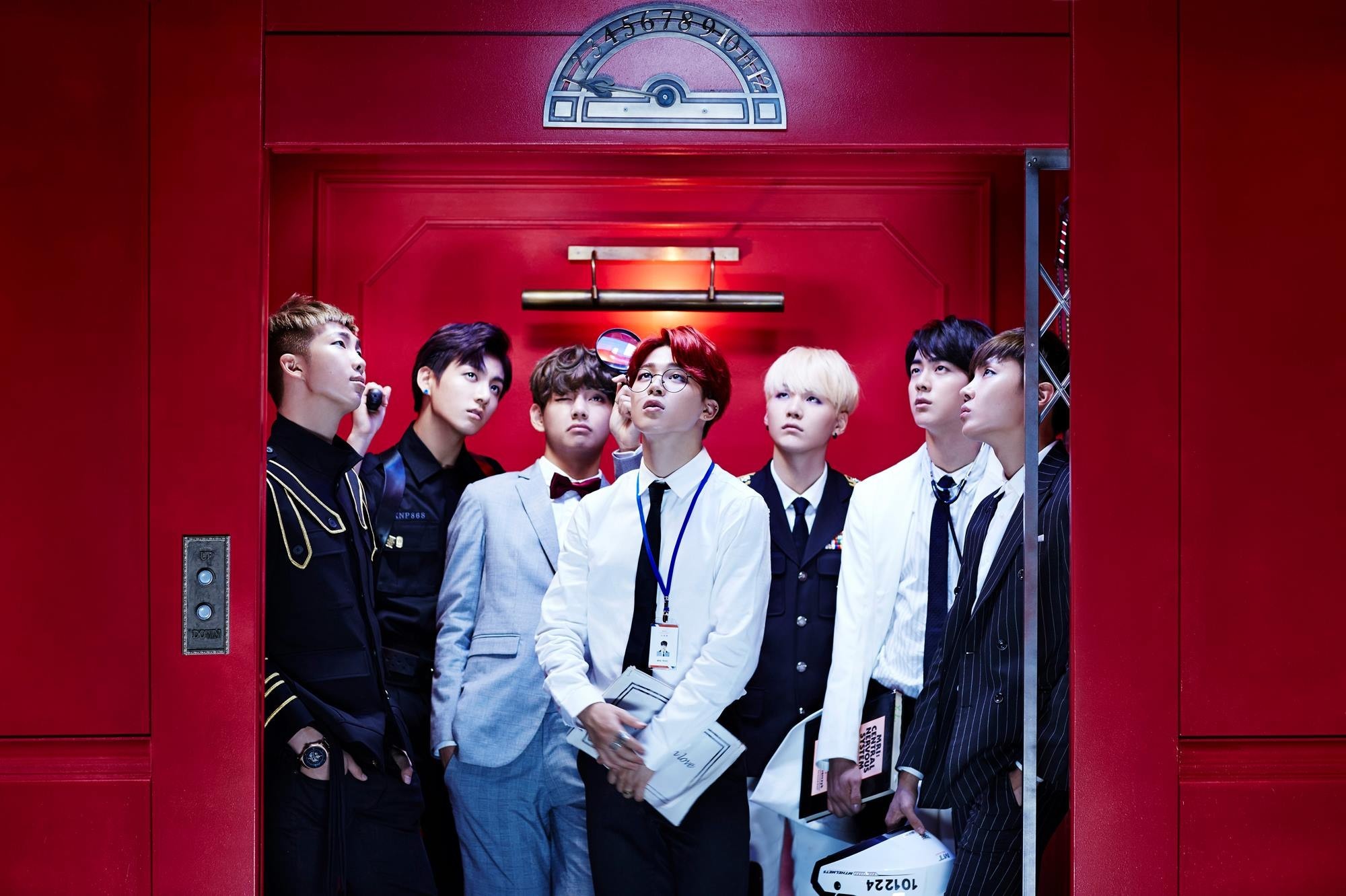 BTS, Dope, Ascensore rosso, Gruppo, Full HD, sfondo per portatile