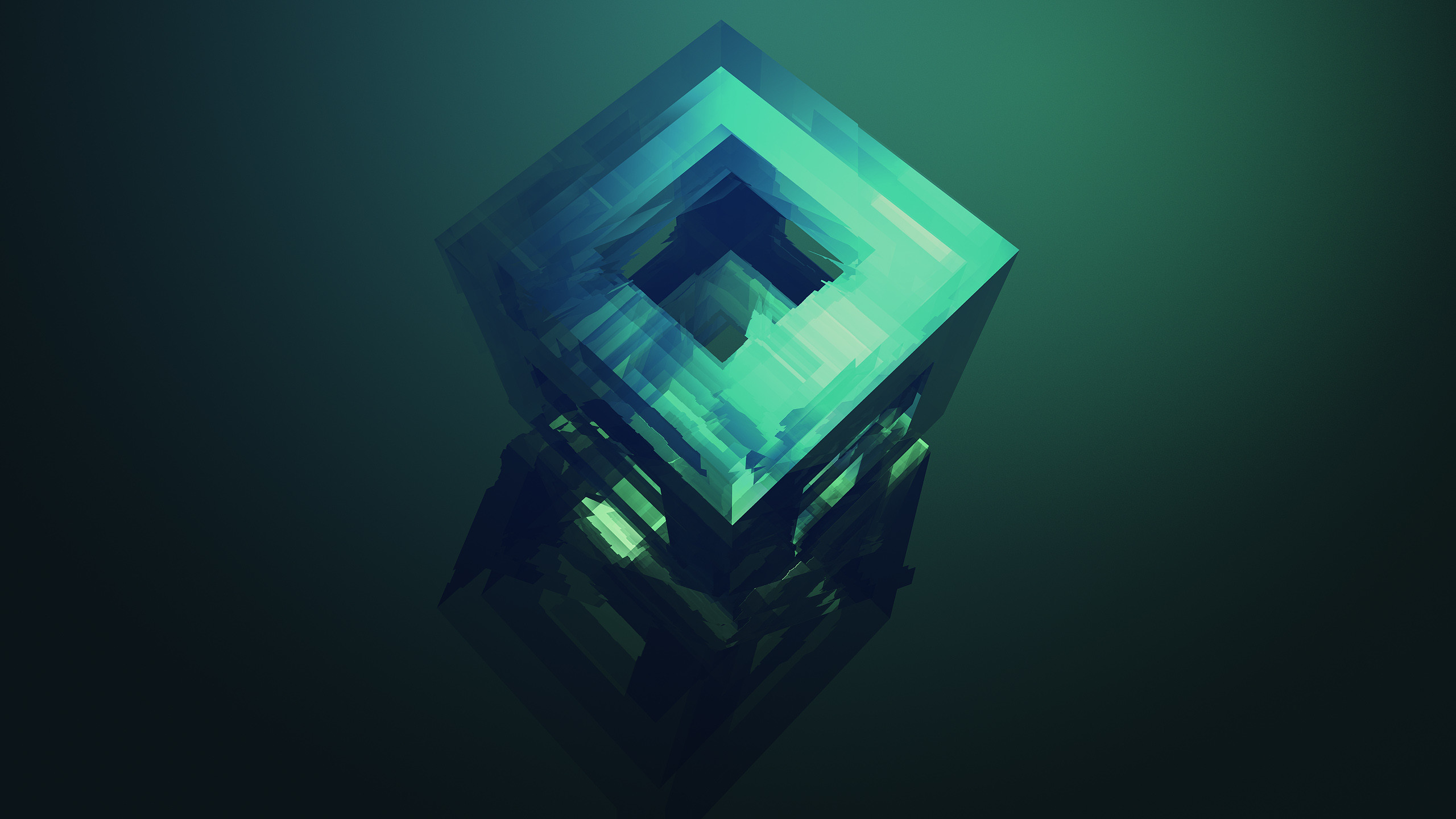 Cubo, Geometrico, Verde, 3D, 2560x1440, sfondo per PC
