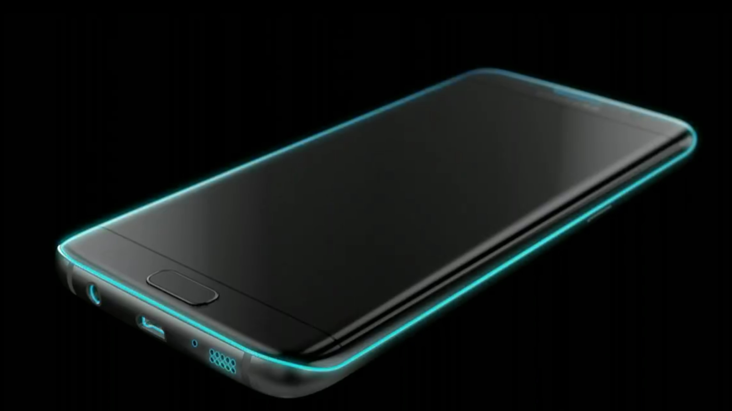 Samsung Galaxy S7 Edge, Smartphone, Bordo luminoso, Sfondo nero, wallpaper desktop 2K