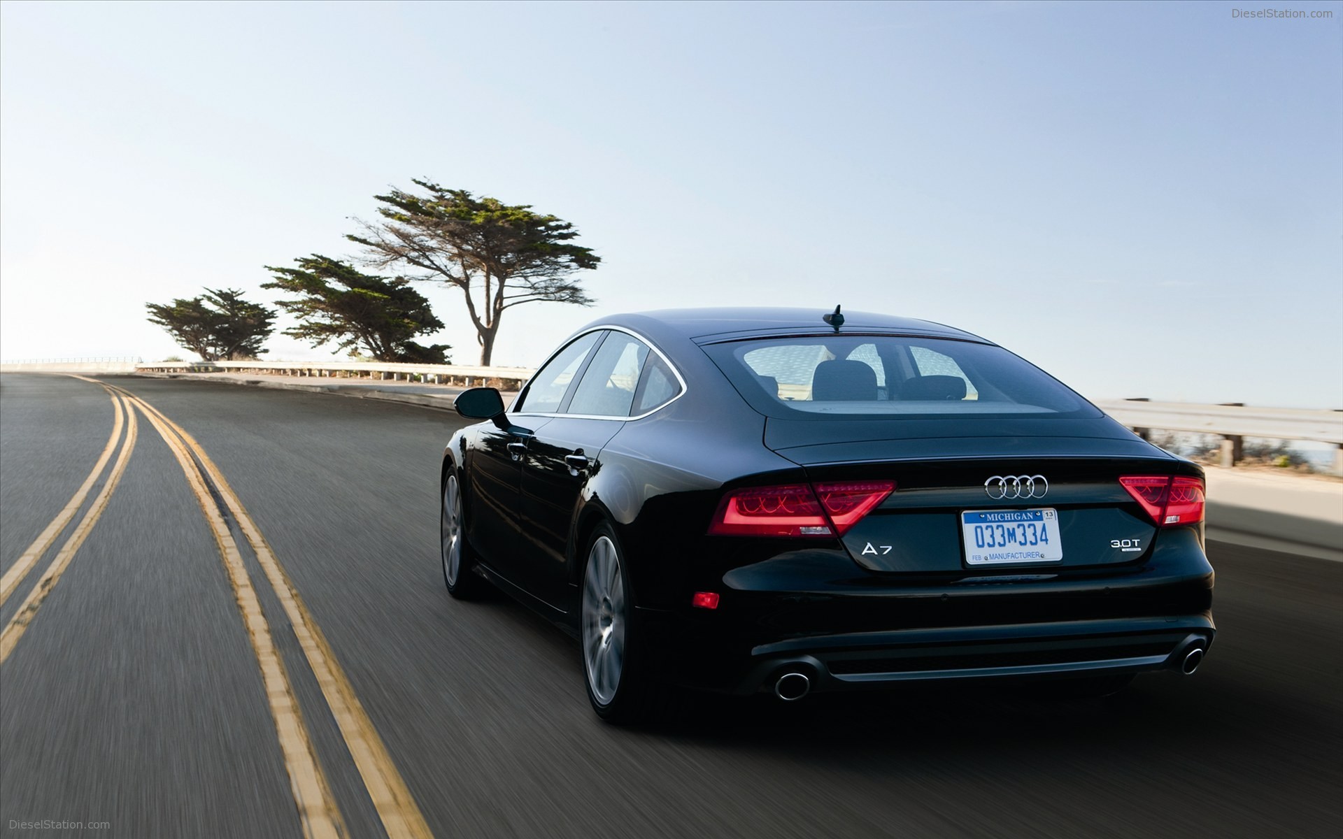 Audi A7 Sportback, Audi, Strada costiera, Nero, 16:10 Full HD, sfondo widescreen