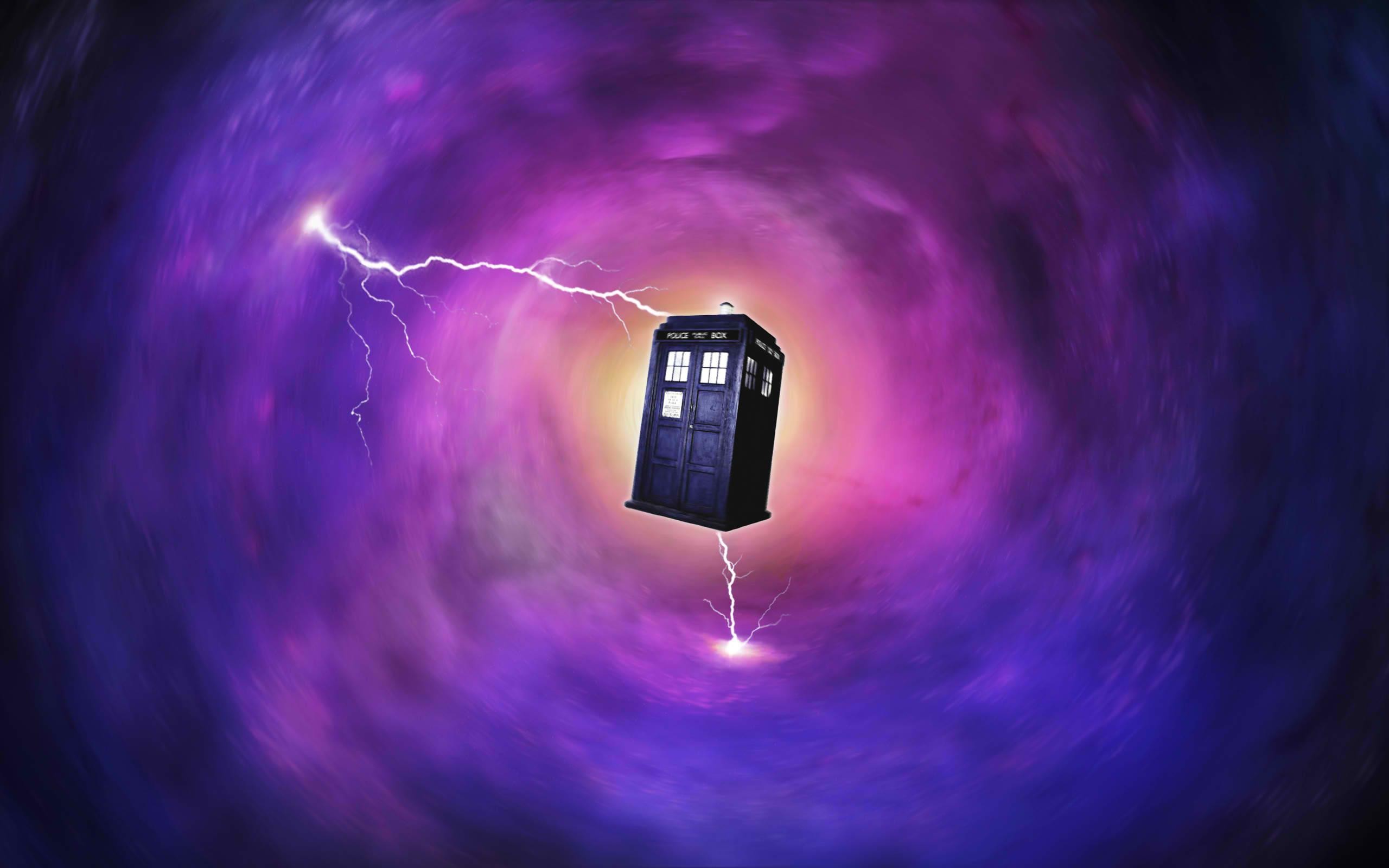 TARDIS, Doctor Who, Vortice temporale, Viola, Fulmini, 2560x1600, immagine di sfondo
