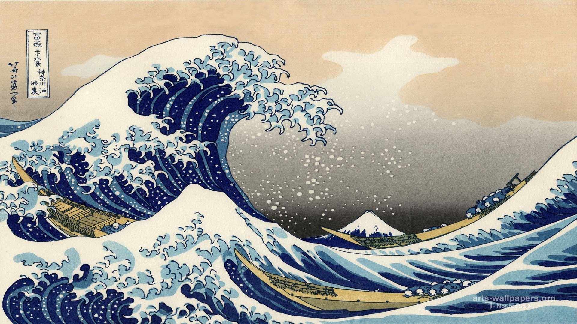 La grande onda di Kanagawa, Hokusai, Monte Fuji, Ukiyo-e, Arte giapponese, Onde, sfondo desktop
