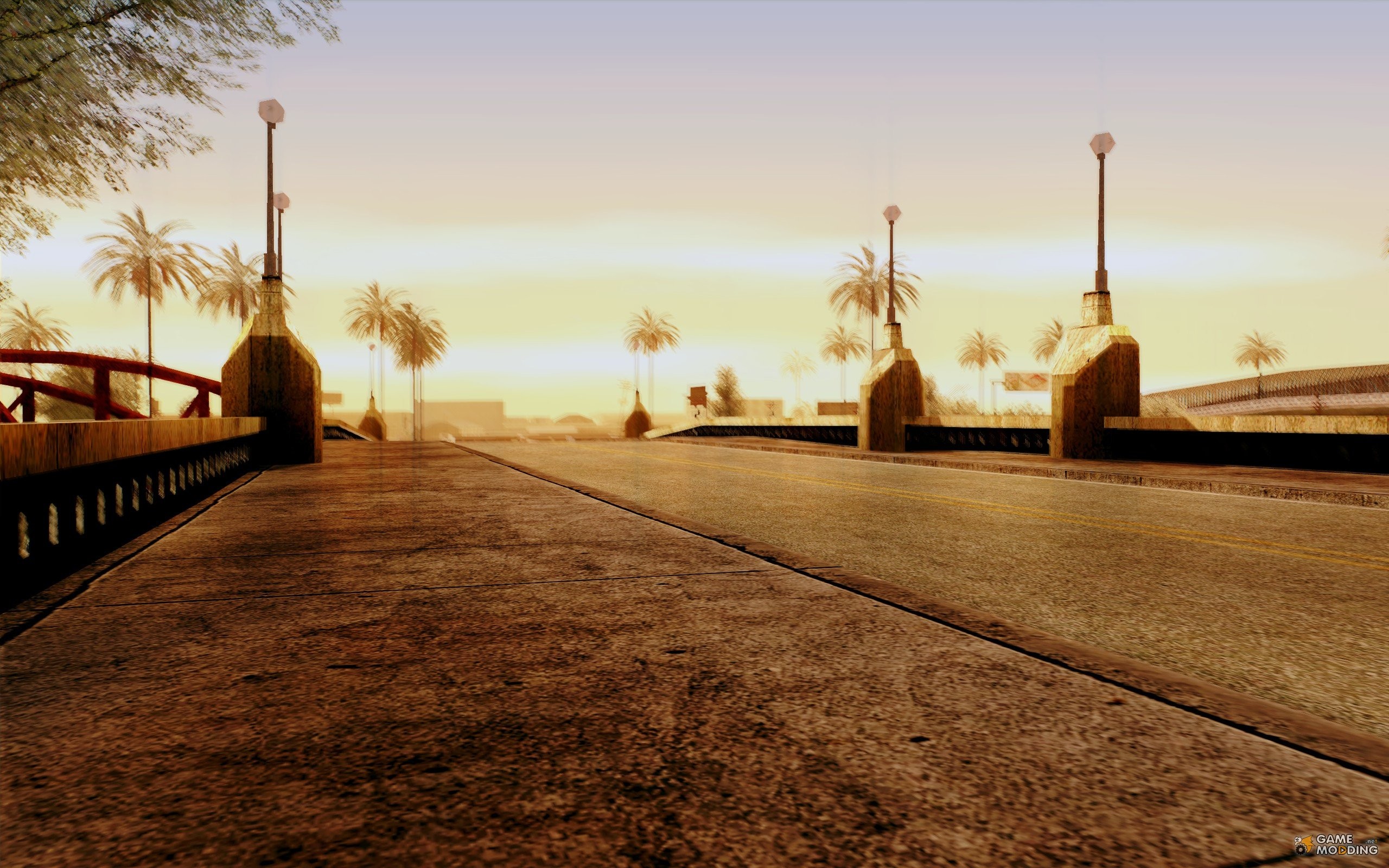 GTA San Andreas, Ponte, Palme, Tramonto, 2560x1600, wallpaper desktop