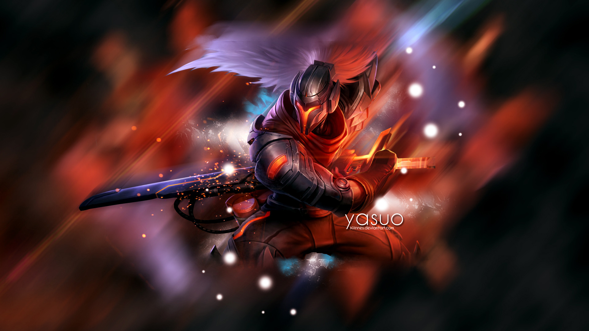 Yasuo, League of Legends, Spada, Rosso, Full HD, sfondo Windows 11
