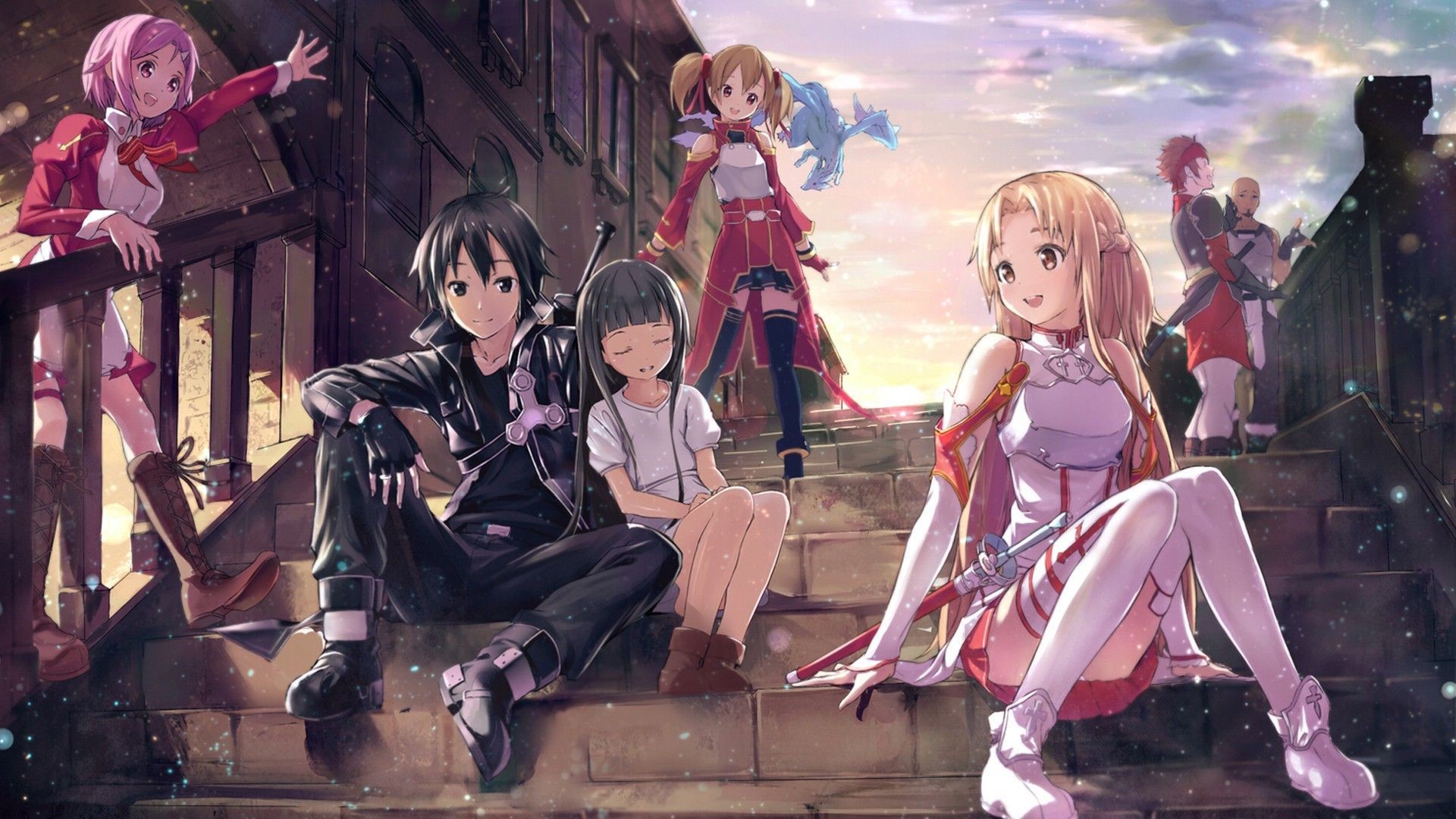 Asuna, Kirito, Yui, Silica, Lisbeth, Sword Art Online, Full HD, wallpaper per PC