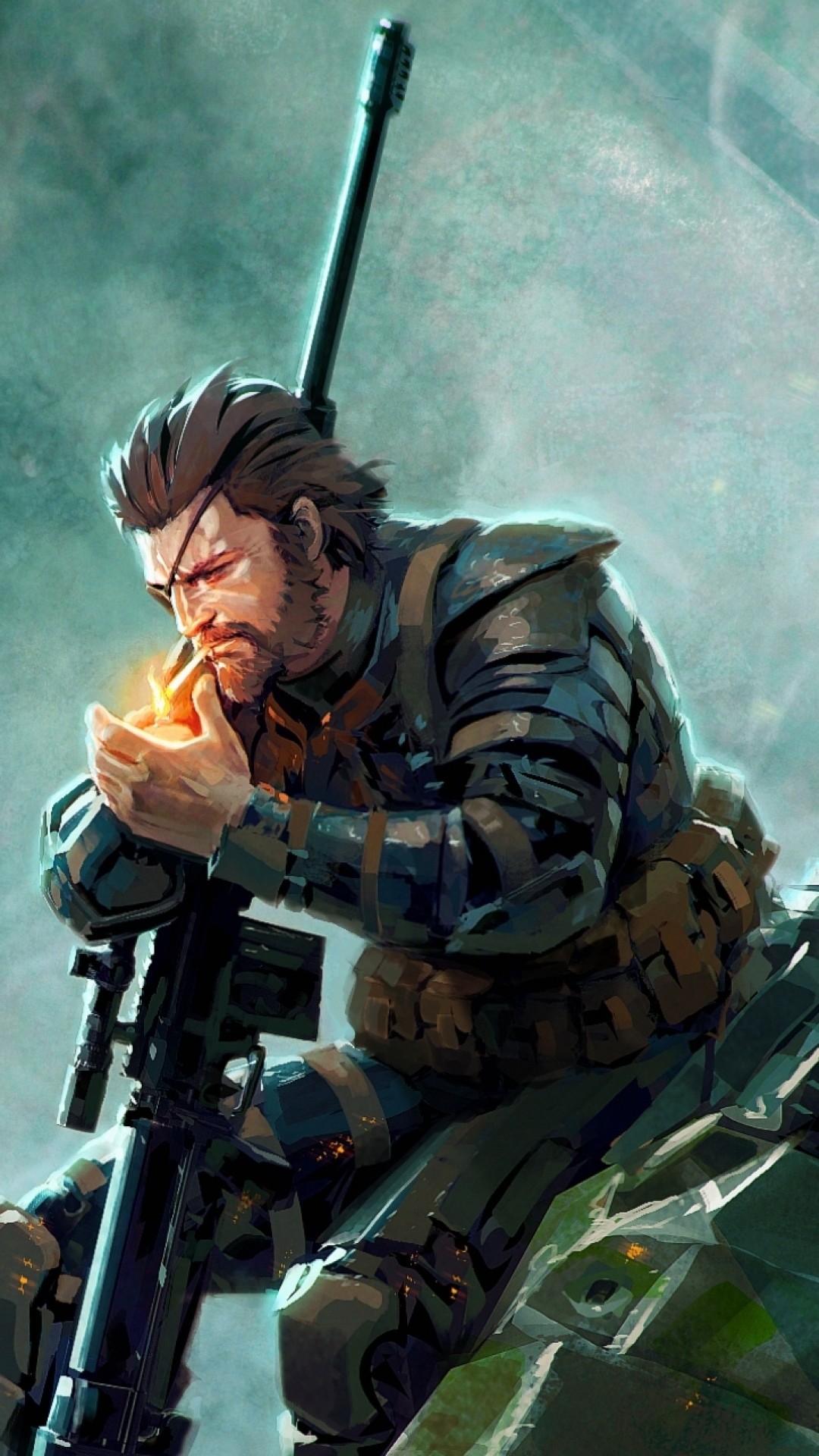 Venom Snake, Metal Gear Solid V, Sigaro, Illustrazione, wallpaper per iPhone e Android