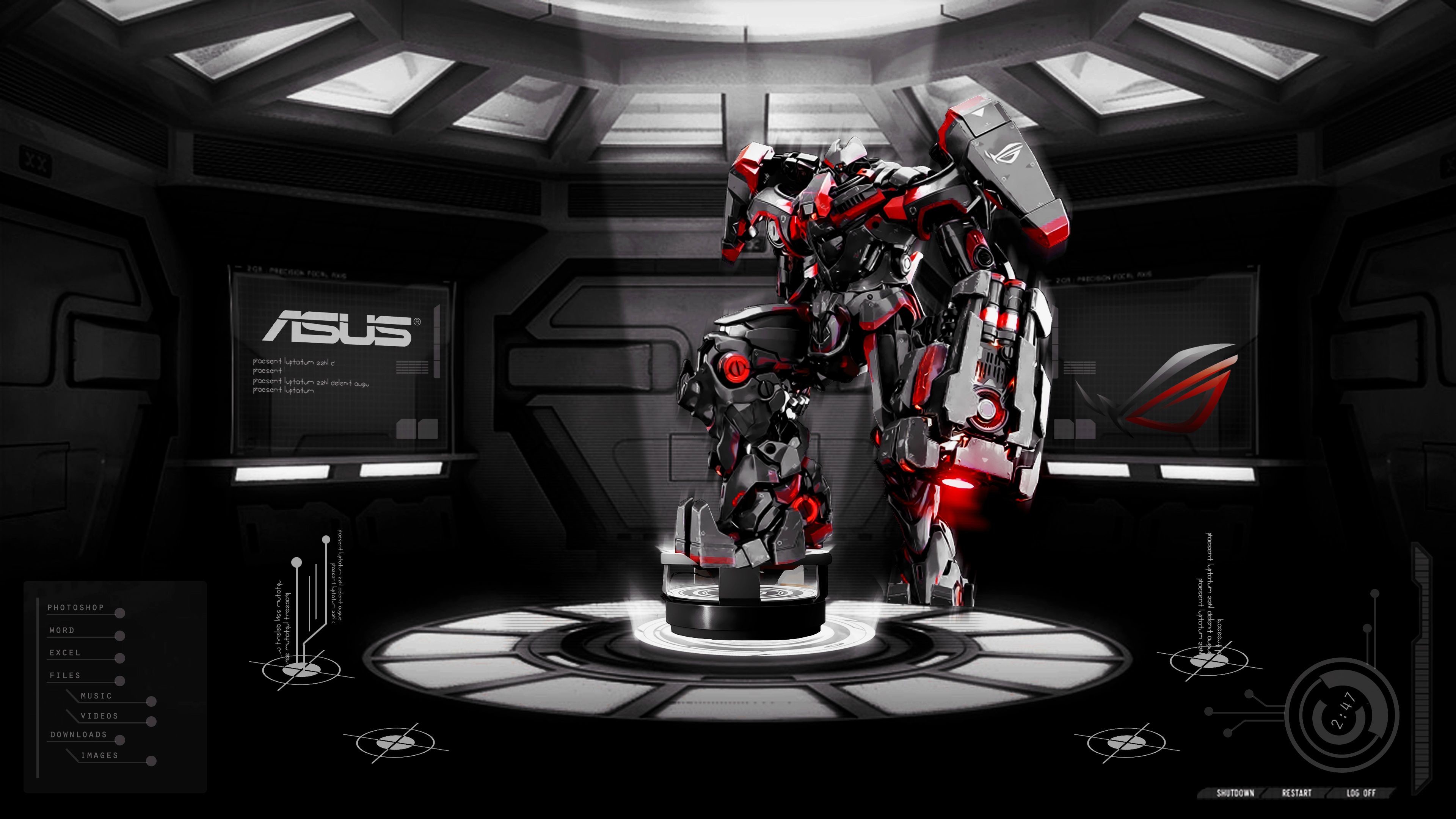 ASUS, Robot, Mecha, Hangar, Fantascienza, 4K, sfondo per portatile