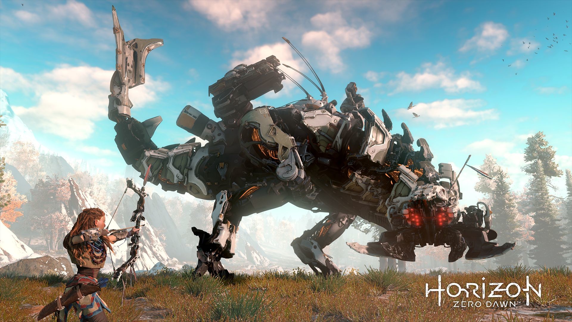 Aloy, Horizon Zero Dawn, Thunderjaw, Arco, Full HD, wallpaper per PC