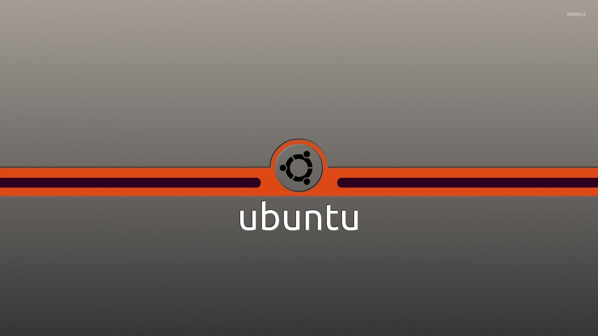 Ubuntu, Logo Ubuntu, Strisce arancioni, Grigio, 16:9 Full HD, wallpaper widescreen