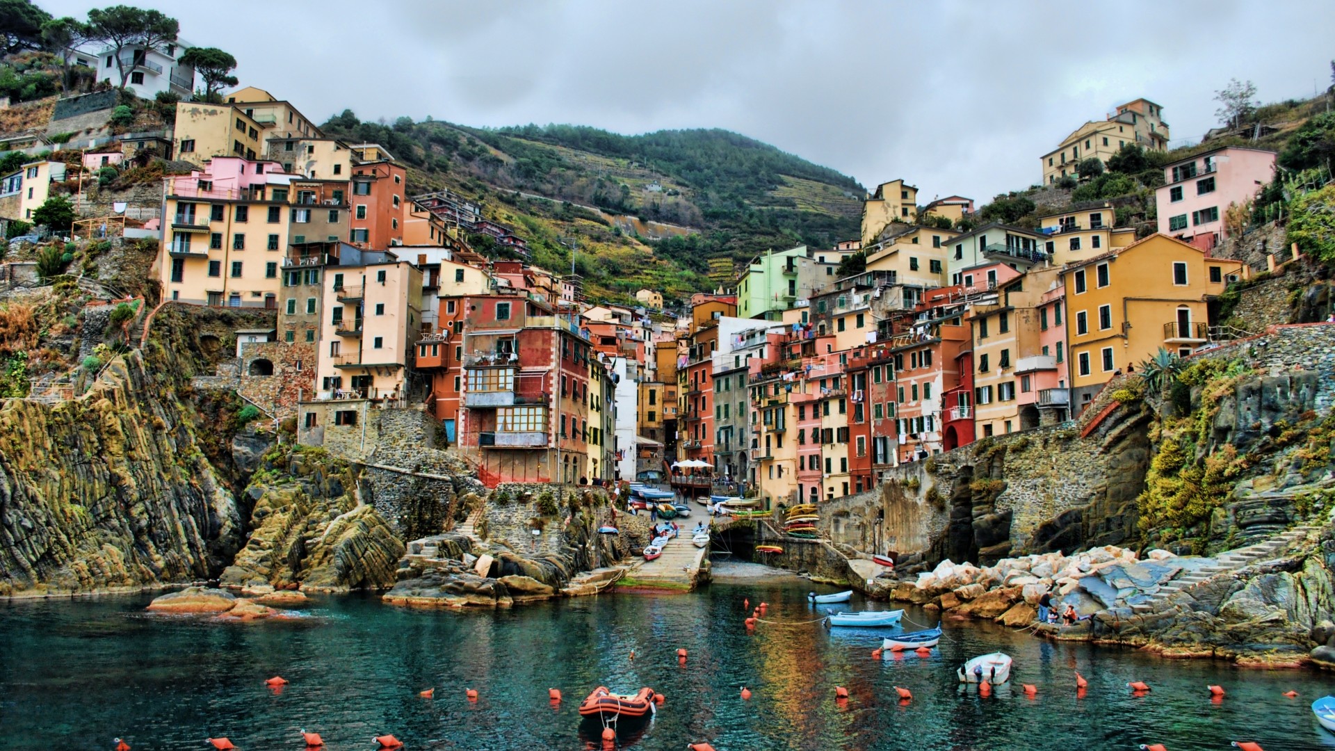Riomaggiore, Cinque Terre, Liguria, Porticciolo, Full HD, wallpaper desktop