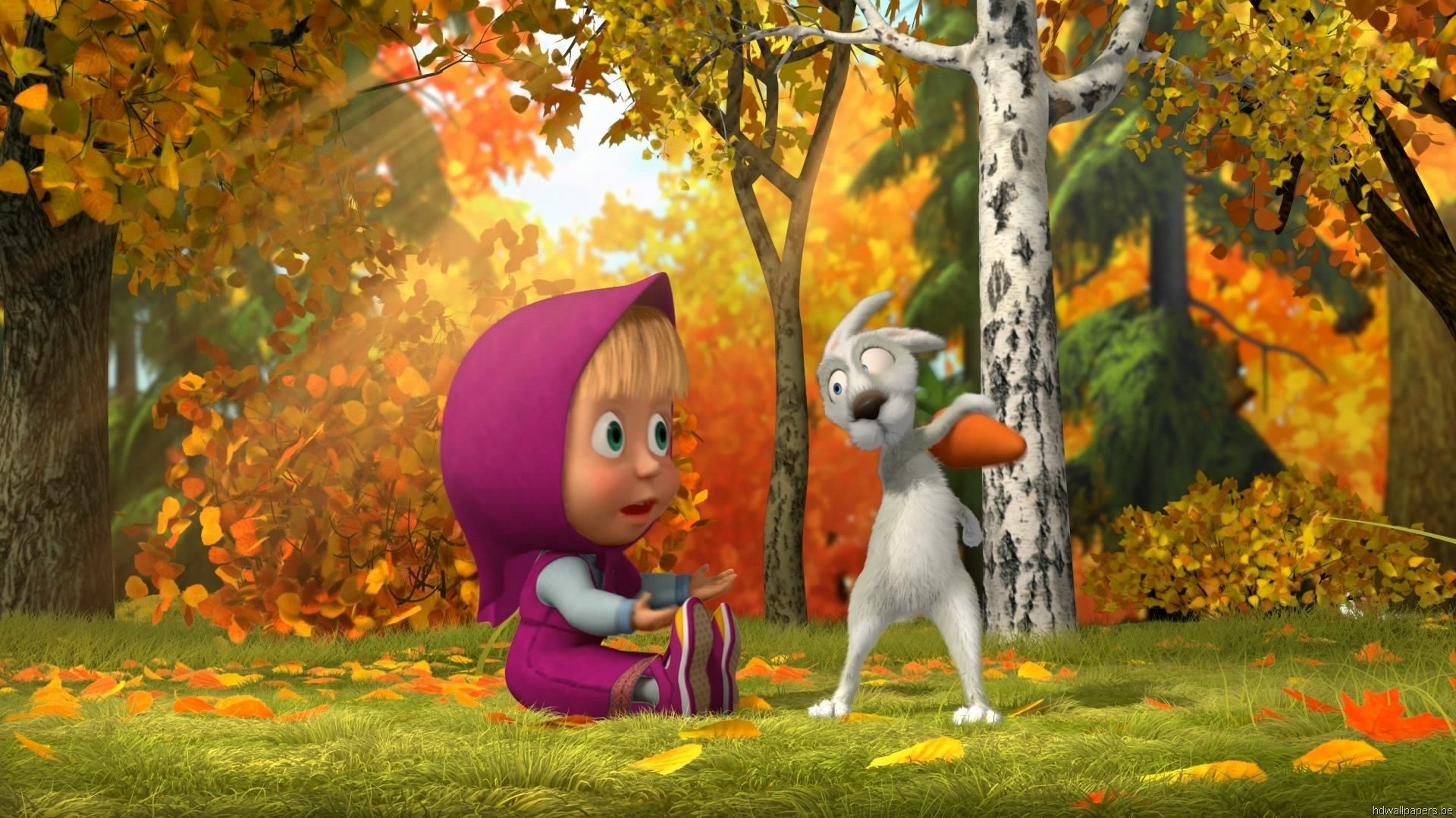 Masha e Orso, Masha, Capra, Autunno, Full HD 1080p, sfondo desktop