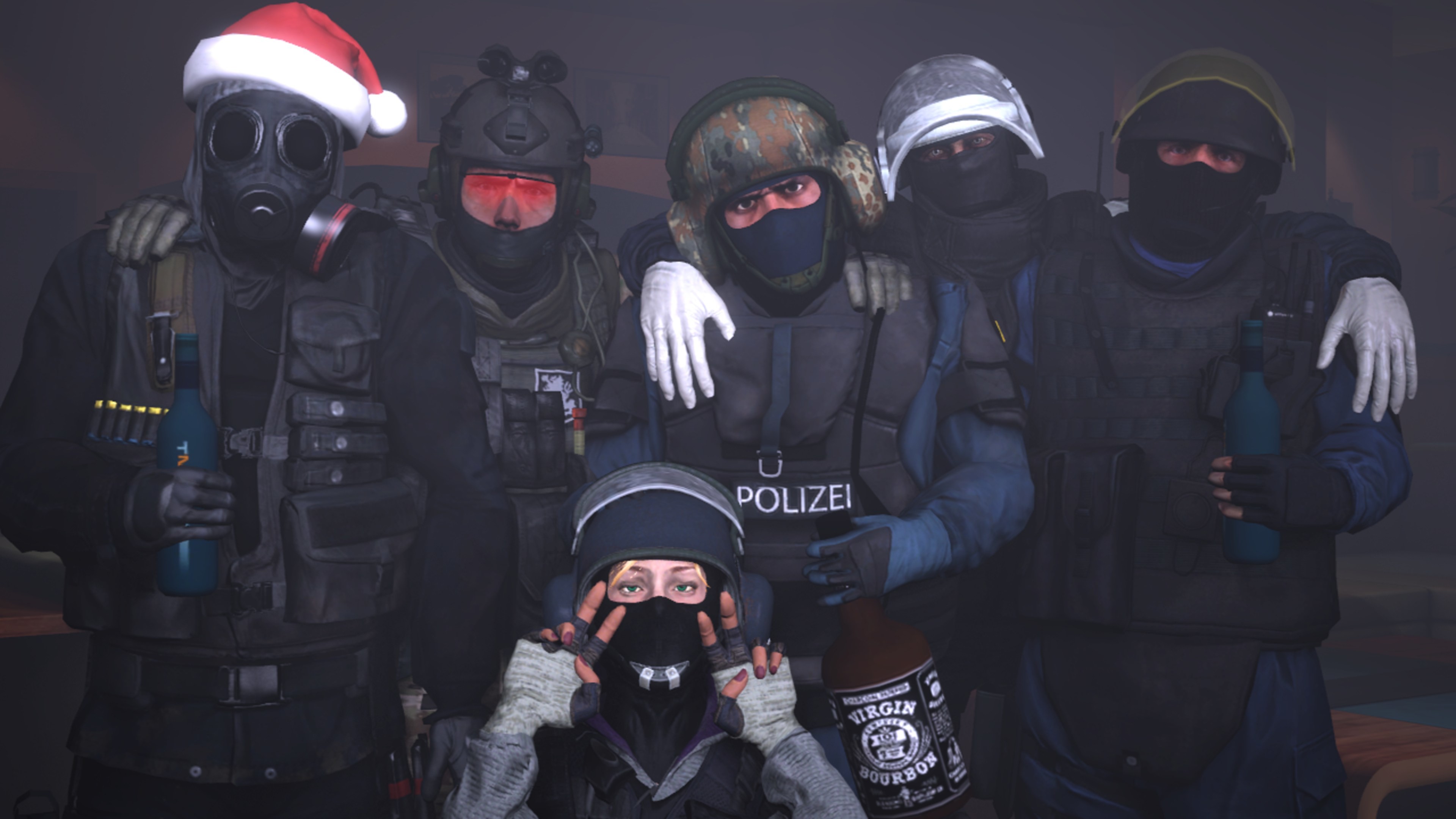 CS:GO, Squadra, Cappello di Babbo Natale, Polizei, 4K, wallpaper per portatile