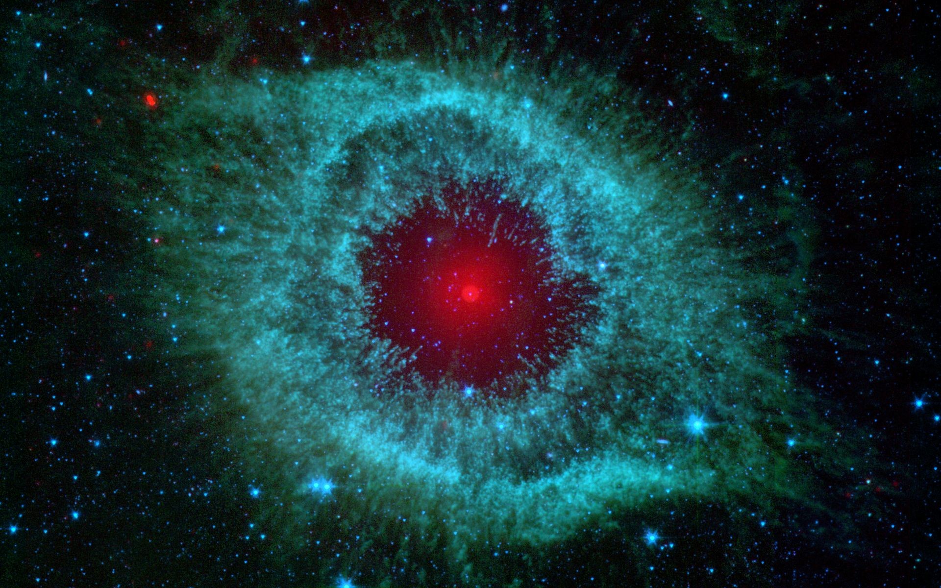Nebulosa Elica, Spitzer, Infrarosso, 16:10 Full HD, sfondo widescreen
