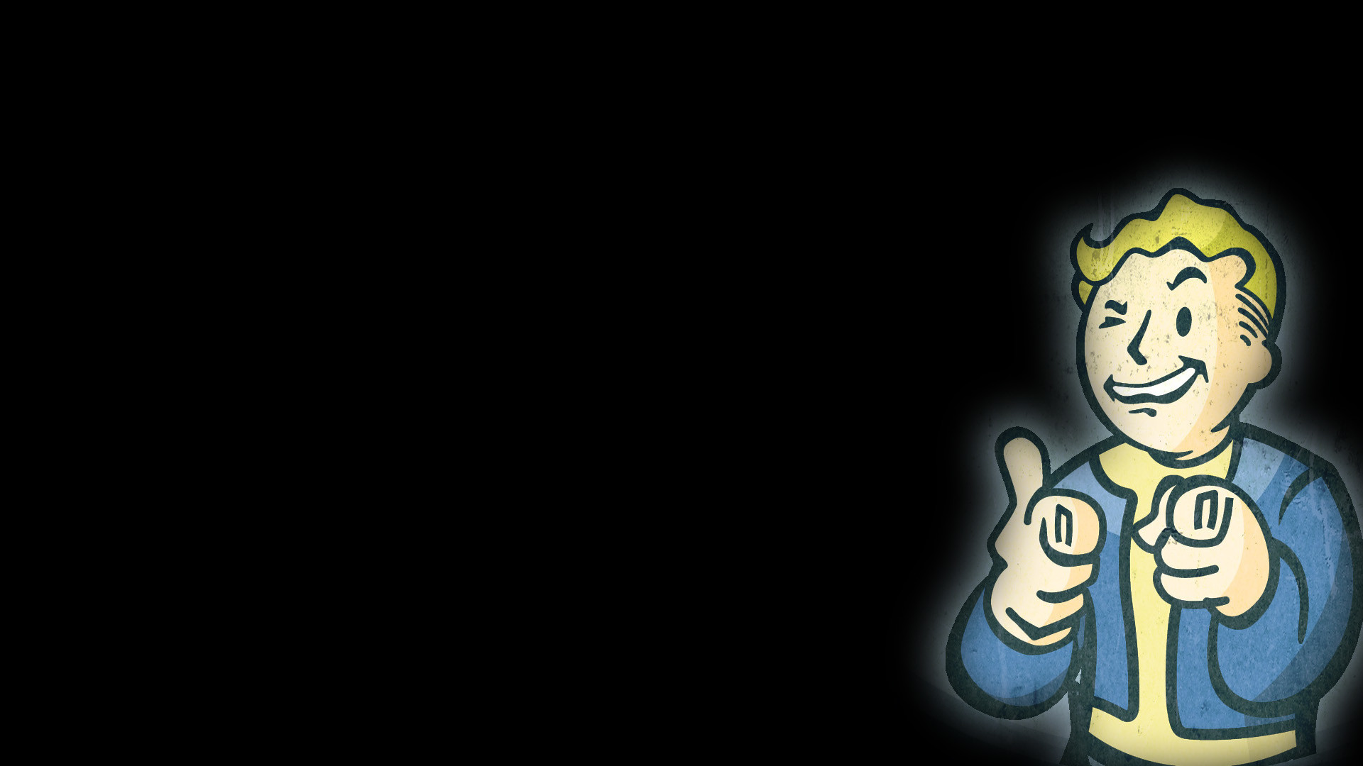 Vault Boy, Fallout, Sfondo nero, 1920x1080, wallpaper desktop