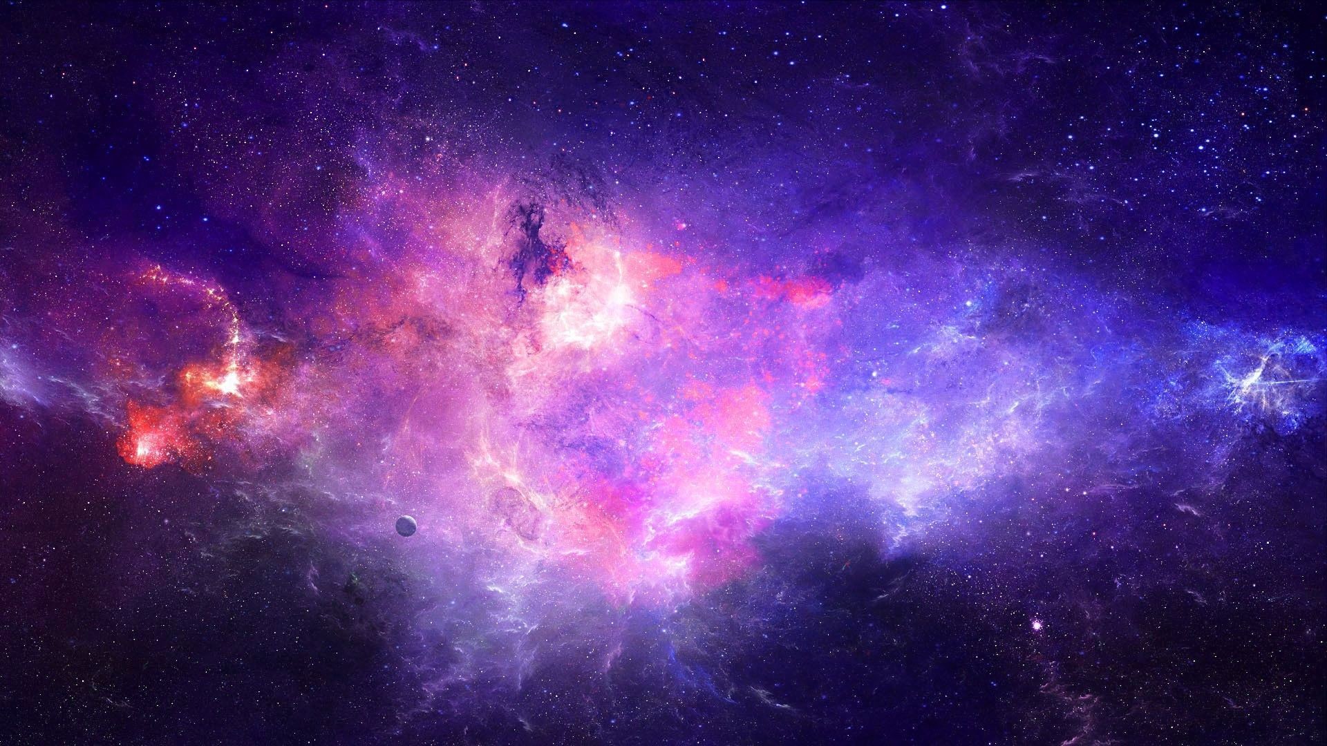 Nebulosa, Spazio, Viola, Stelle, Full HD, sfondo desktop