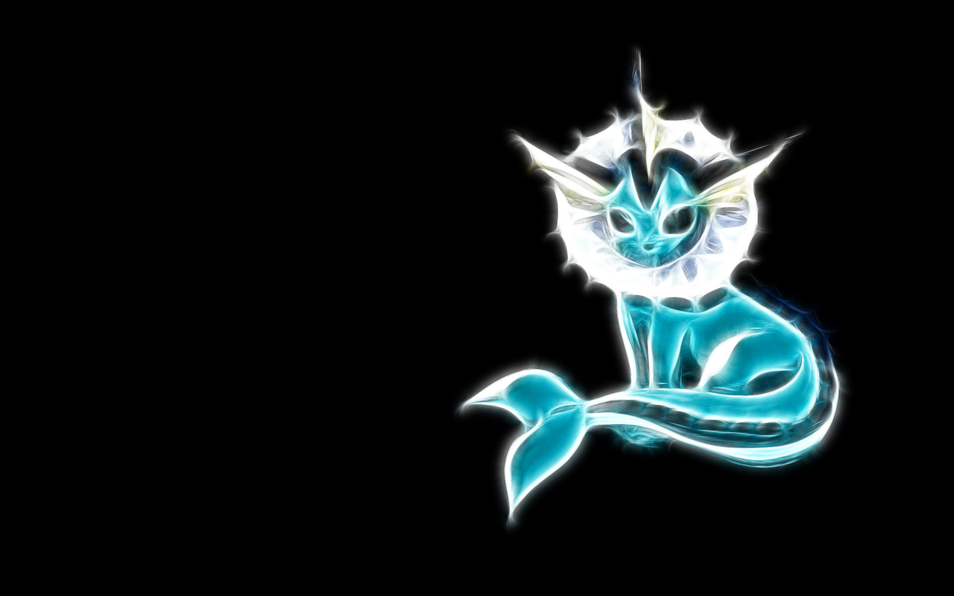 Vaporeon, Pokémon, Fractal art, Sfondo nero, Full HD, wallpaper per computer