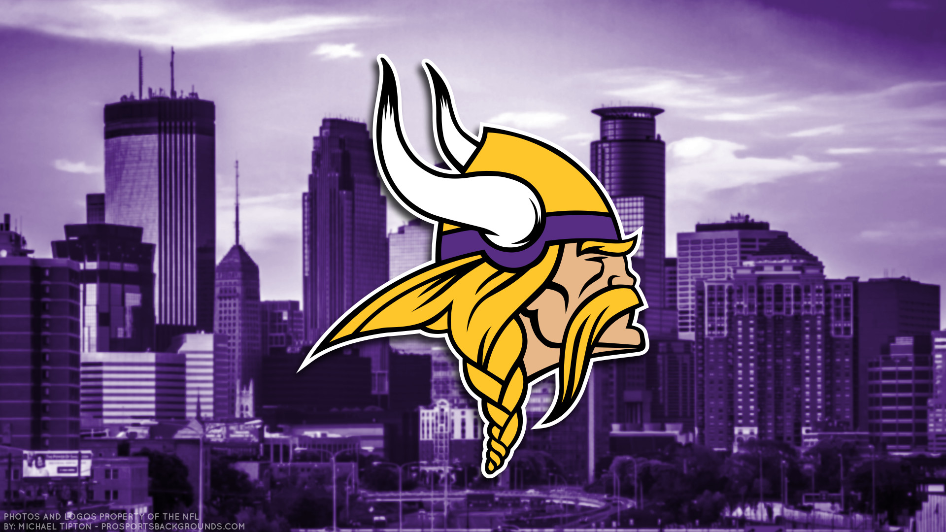 Minnesota Vikings, NFL, Logo, Minneapolis, Skyline, Full HD, wallpaper per computer