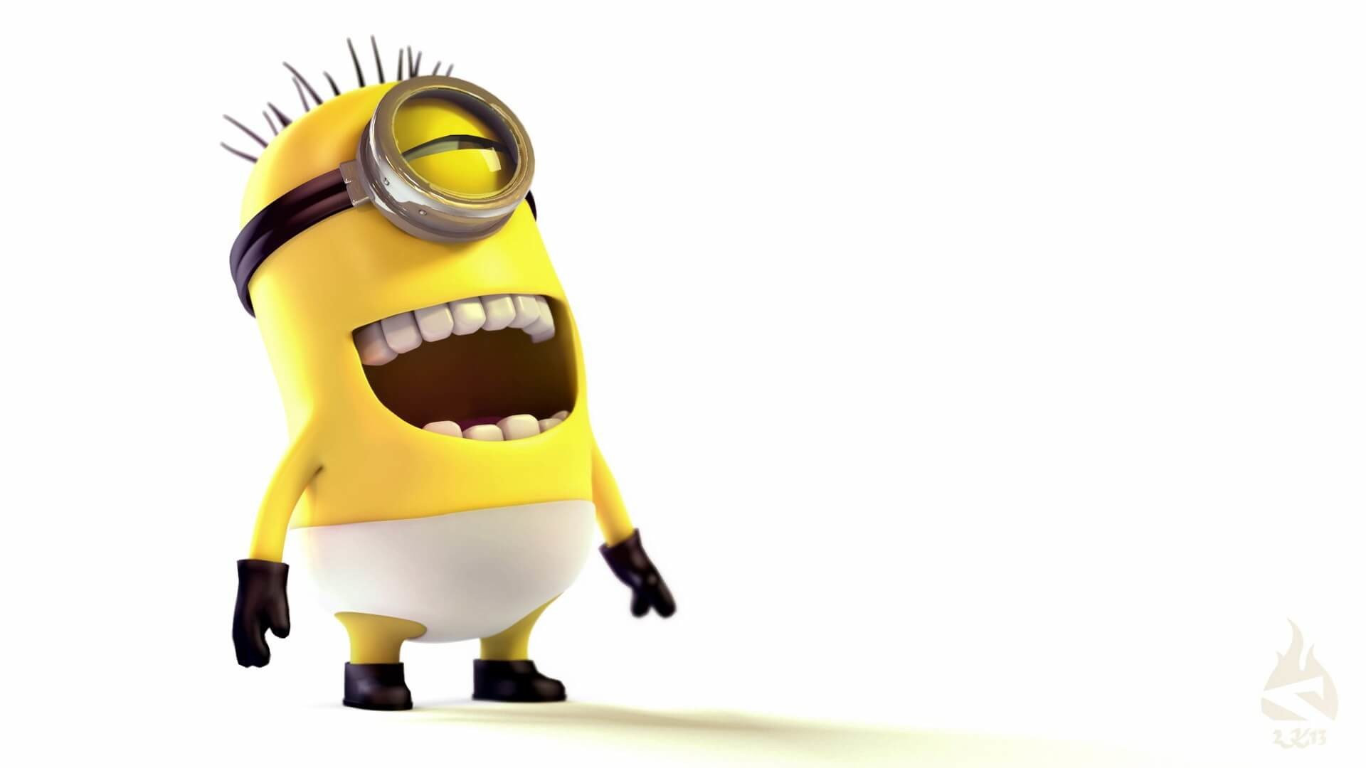 Minion, Risata, Sfondo bianco, Animazione 3D, wallpaper Android