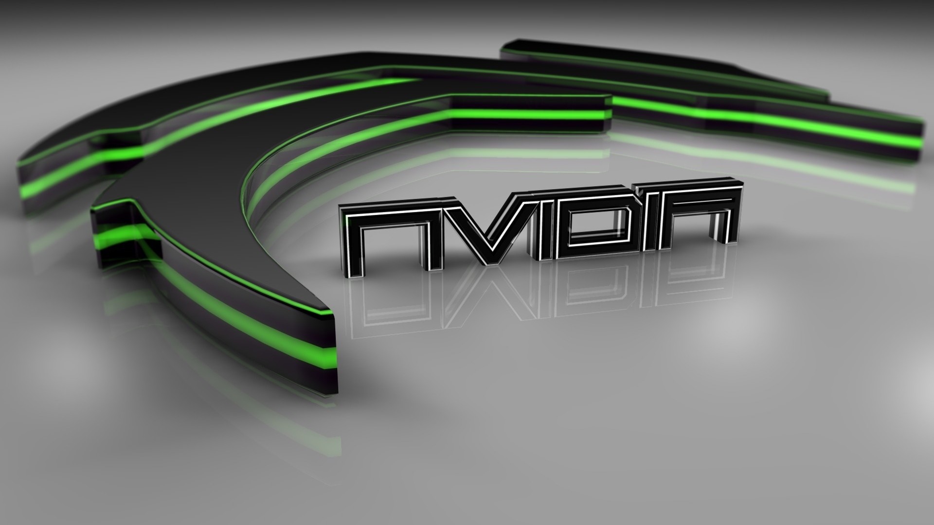 Nvidia, Logo 3D, Metallo, Grigio, Full HD, sfondo per PC e portatile