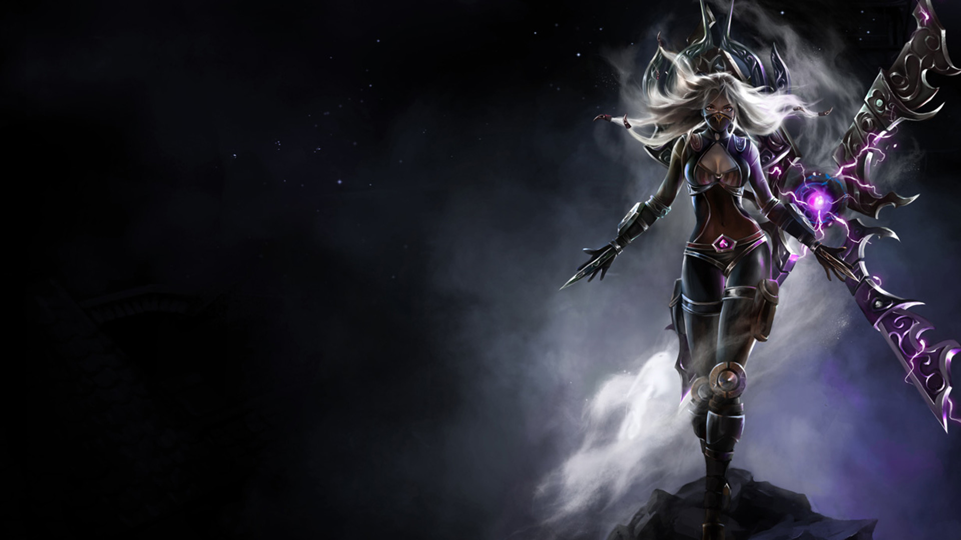 Syndra, League of Legends, Fumo, Sfondo scuro, Full HD, wallpaper per portatile