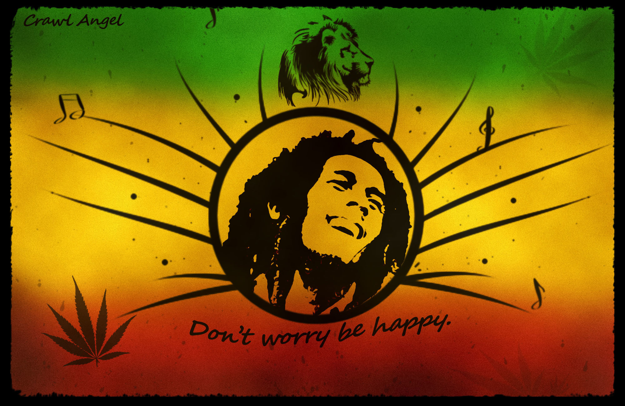 Bob Marley, Don't Worry Be Happy, Leone, Colori rasta, Full HD, sfondo per PC