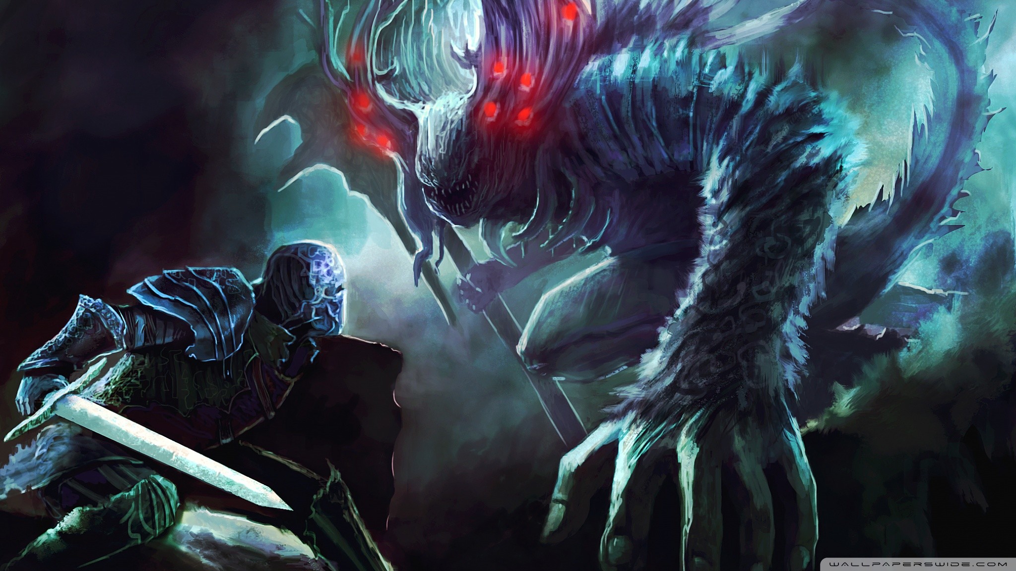 Artorias, Manus, Dark Souls, Mostro, Occhi rossi, Full HD, sfondo per PC