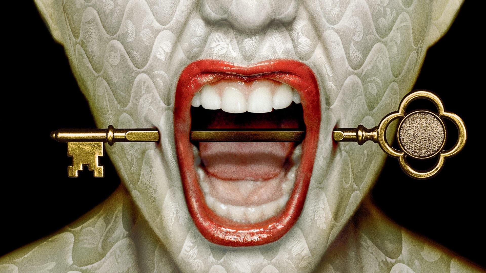 American Horror Story: Hotel, Chiave, Bocca, Labbra rosse, Poster, sfondo widescreen Full HD