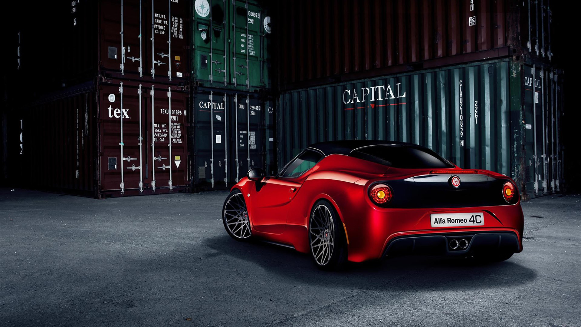 Alfa Romeo 4C, Alfa Romeo, Container, Vista posteriore, 16:9 Full HD, sfondo widescreen