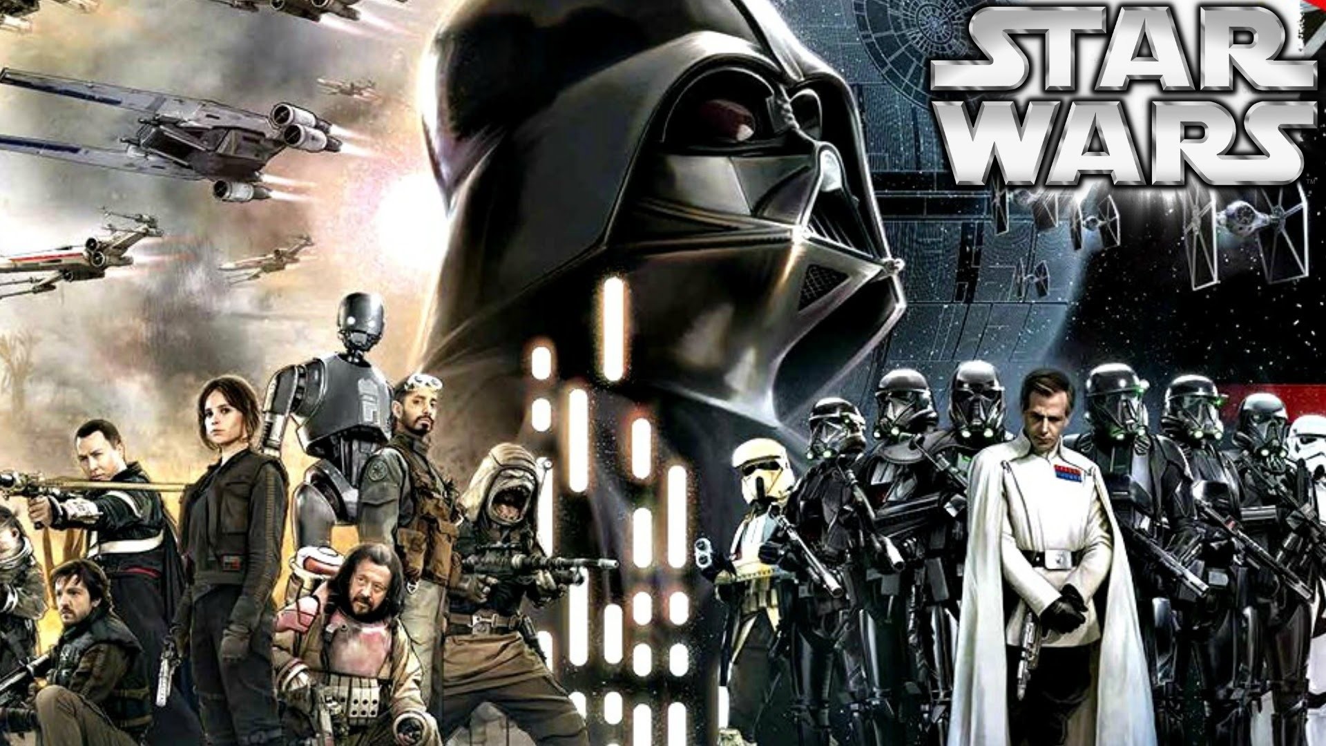 Rogue One: A Star Wars Story, Darth Vader, Jyn Erso, Orson Krennic, Death Trooper, Collage, sfondo desktop