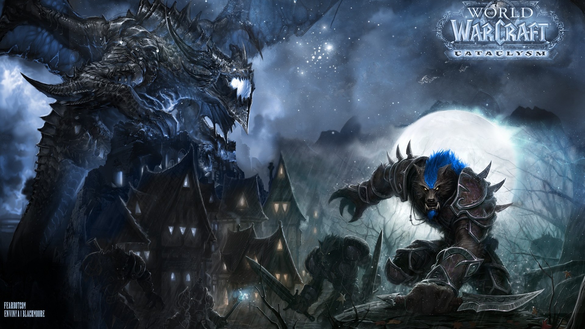 World of Warcraft: Cataclysm, Deathwing, Worgen, Drago, Full HD, sfondo desktop