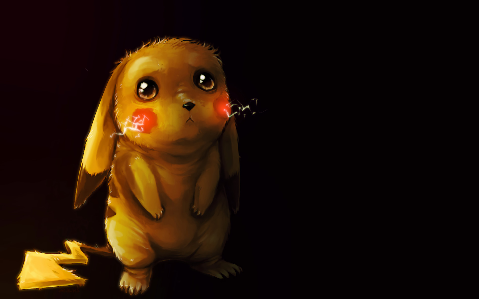 Pikachu, Pokémon, Arte digitale, Sfondo nero, 1920x1200, wallpaper desktop