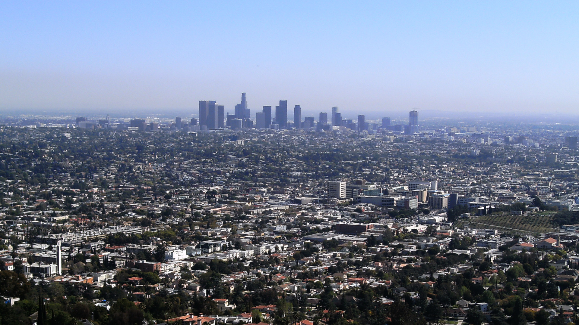 Downtown Los Angeles, Los Angeles, Panorama, Cielo azzurro, Full HD 1080p, sfondo desktop