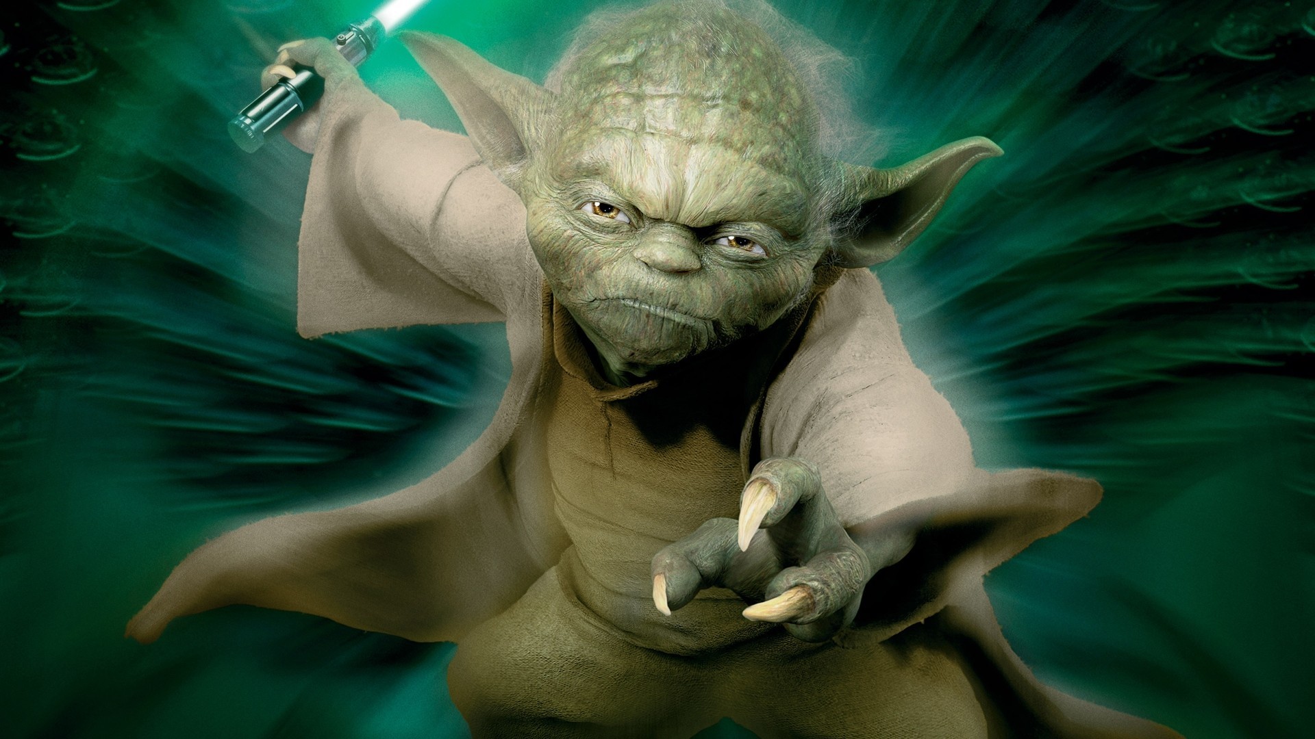 Yoda, Spada laser, Star Wars, Arte digitale, Full HD, sfondo desktop
