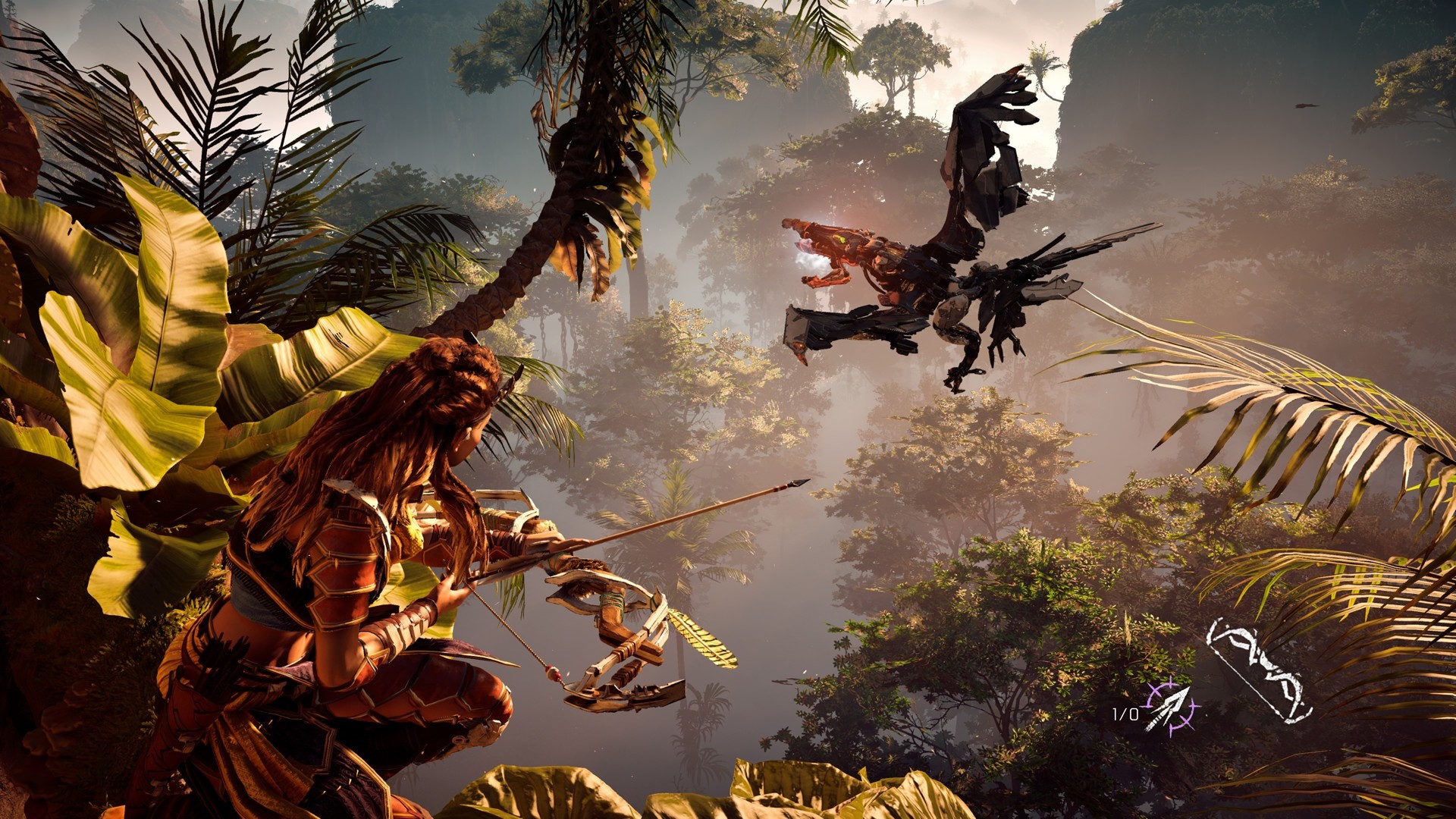 Aloy, Horizon Zero Dawn, Glinthawk, Giungla, Full HD 1080p, sfondo desktop
