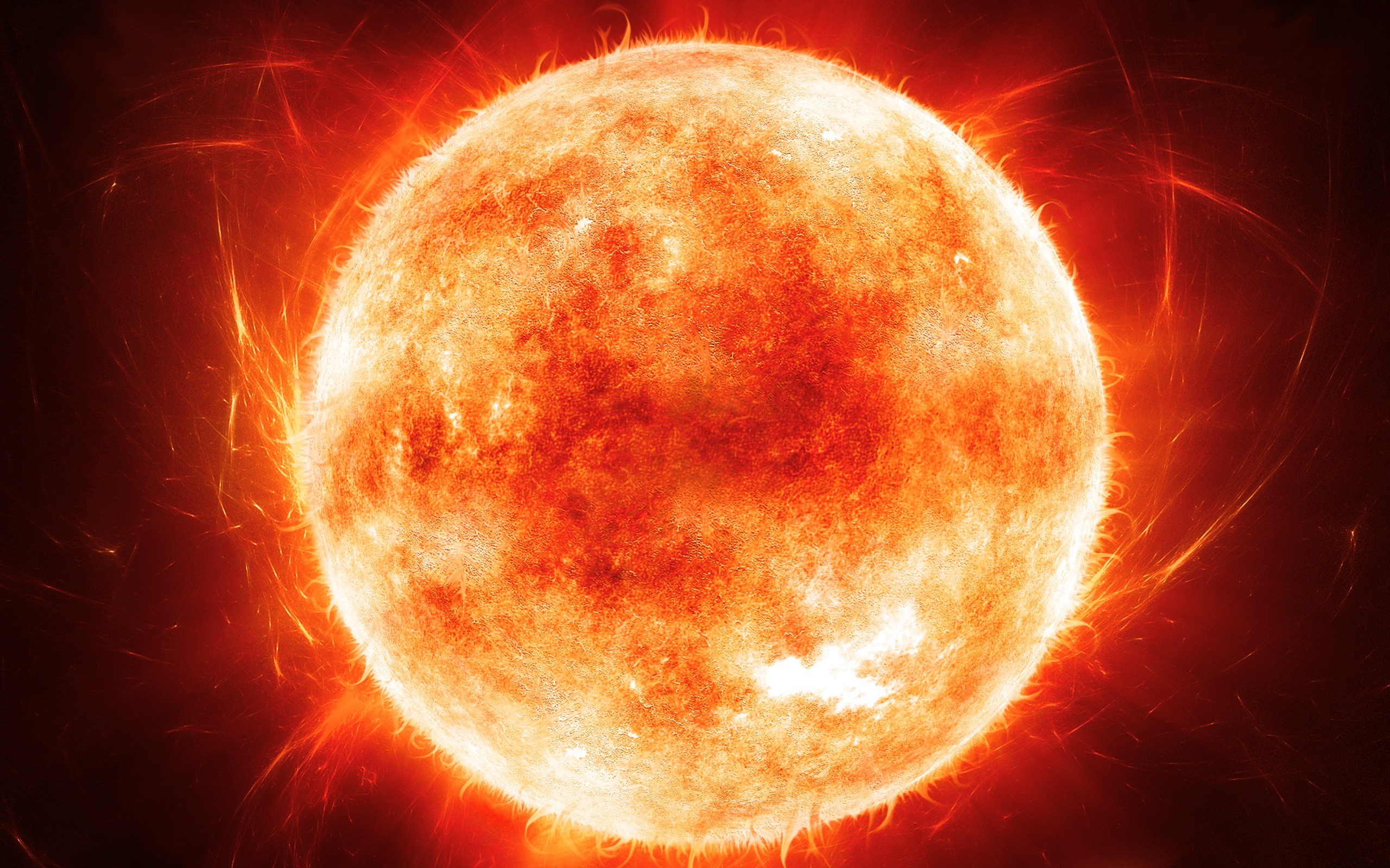 Sole, Brillamenti solari, Stella, Rosso, 2560x1600, immagine di sfondo