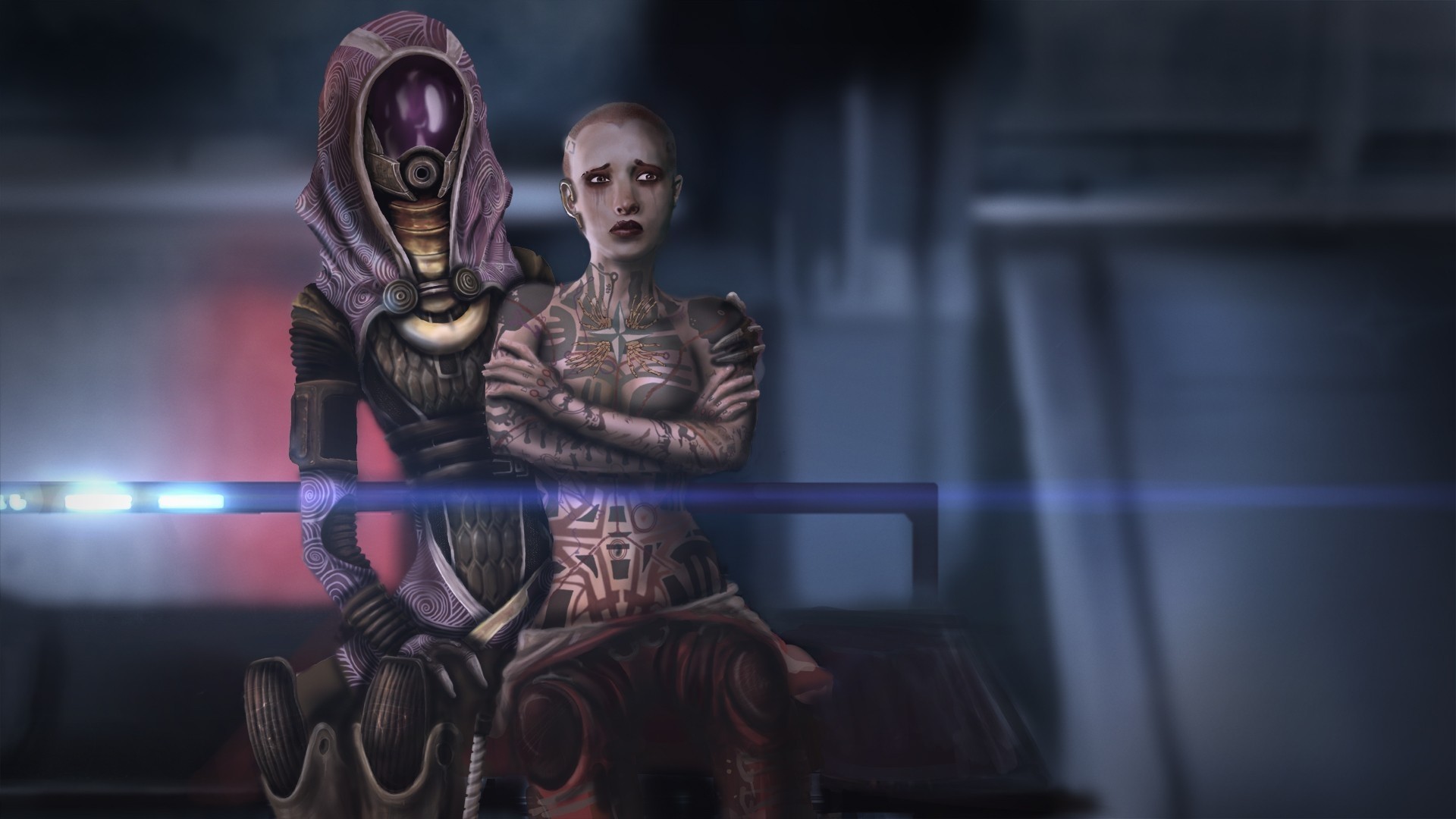 Tali'Zorah, Jack, Mass Effect, 16:9 Full HD, sfondo widescreen