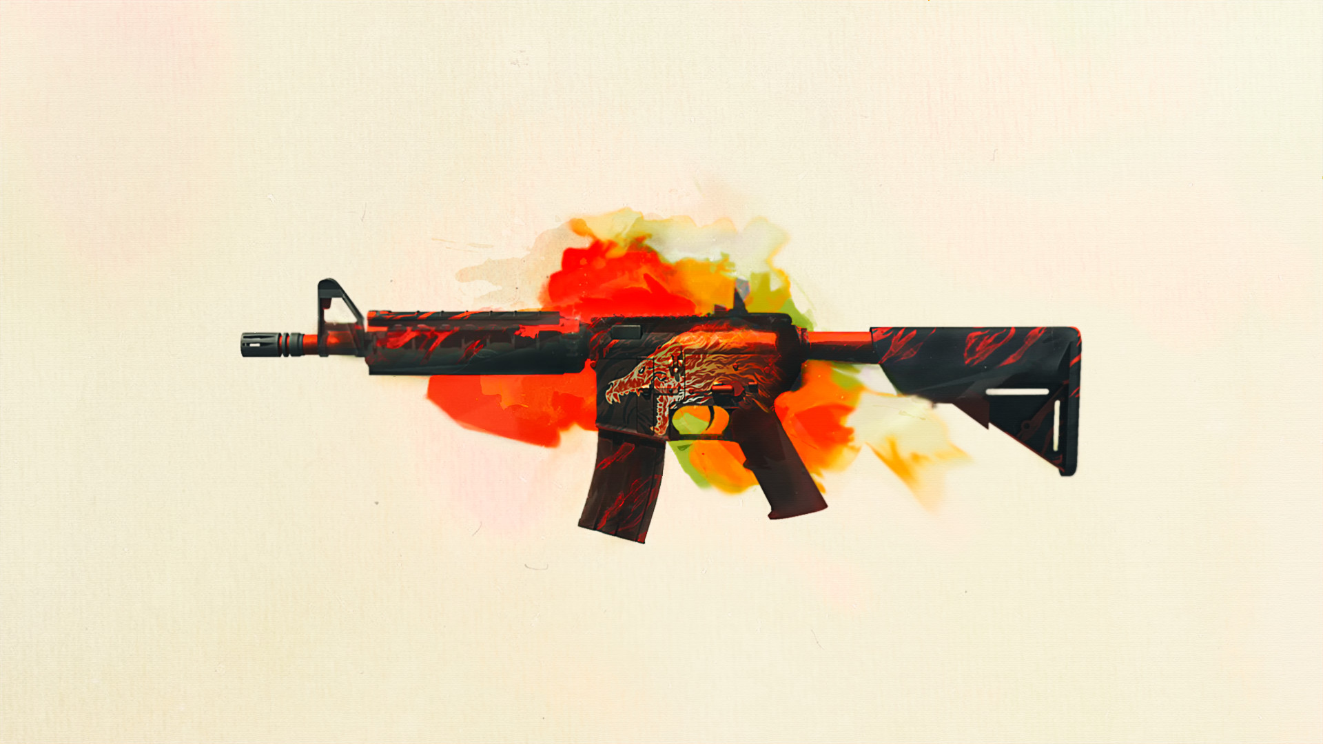 CS:GO, M4A4, Skin, Acquerello, 1920x1080, wallpaper desktop