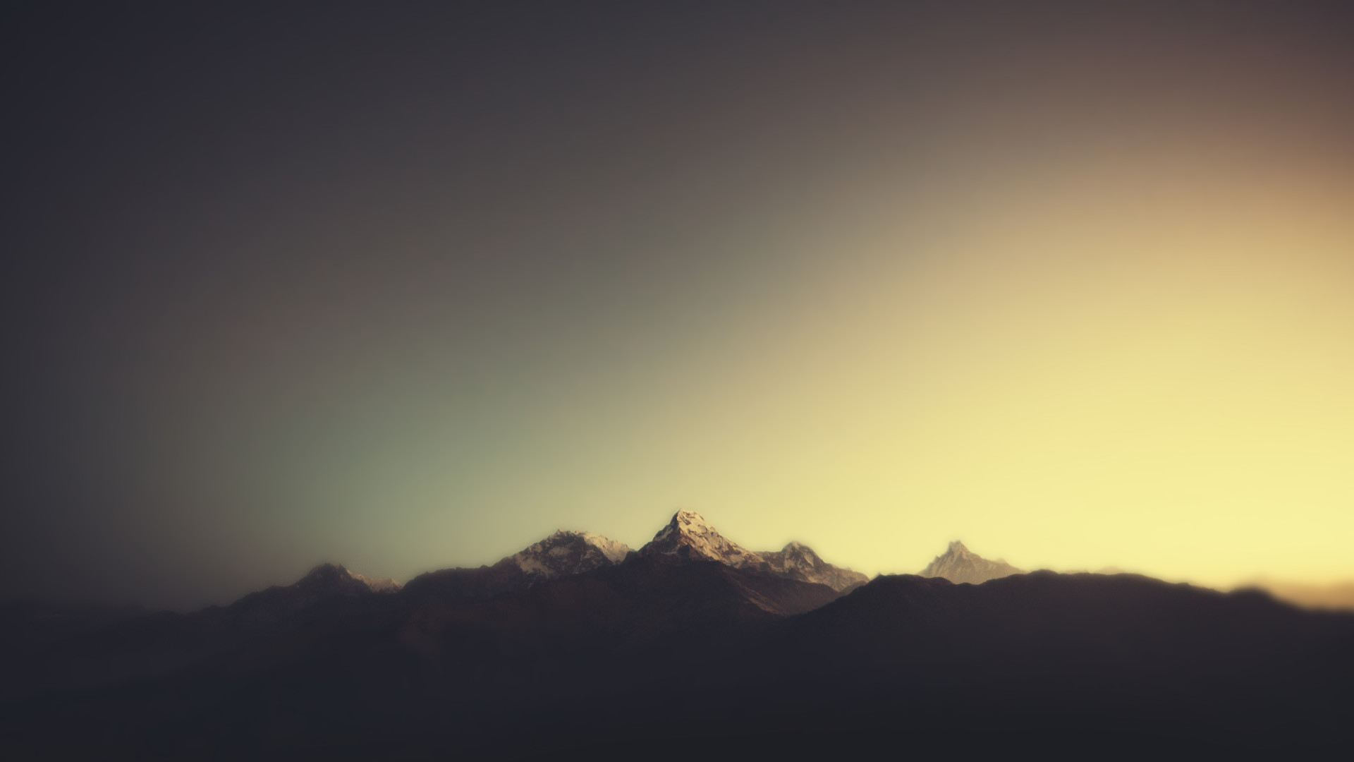 Montagne, Silhouette, Crepuscolo, Minimalismo, Full HD, wallpaper desktop