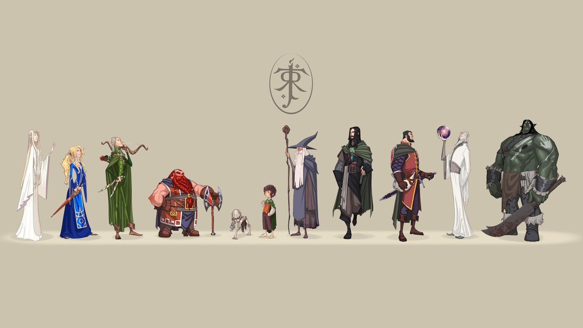 Il Signore degli Anelli, Personaggi, Minimalista, Gandalf, Galadriel, sfondo desktop Full HD