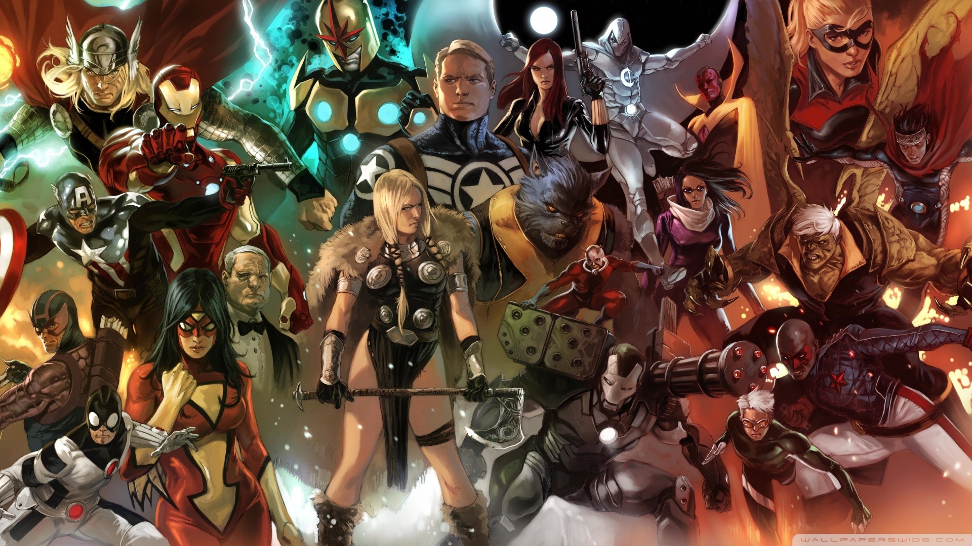 Avengers, Thor, Capitan America, Spider-Woman, Nova, Full HD, sfondo per PC
