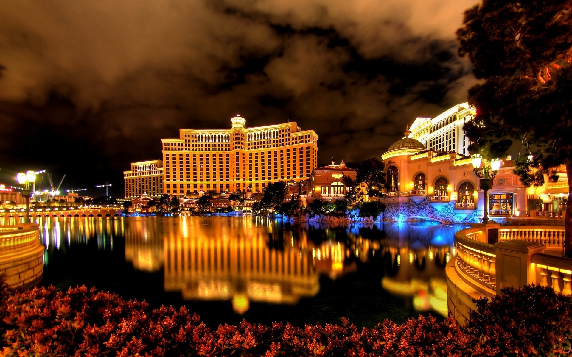 Bellagio, Las Vegas, Notte, Luci, 1920x1200, sfondo MacBook Pro
