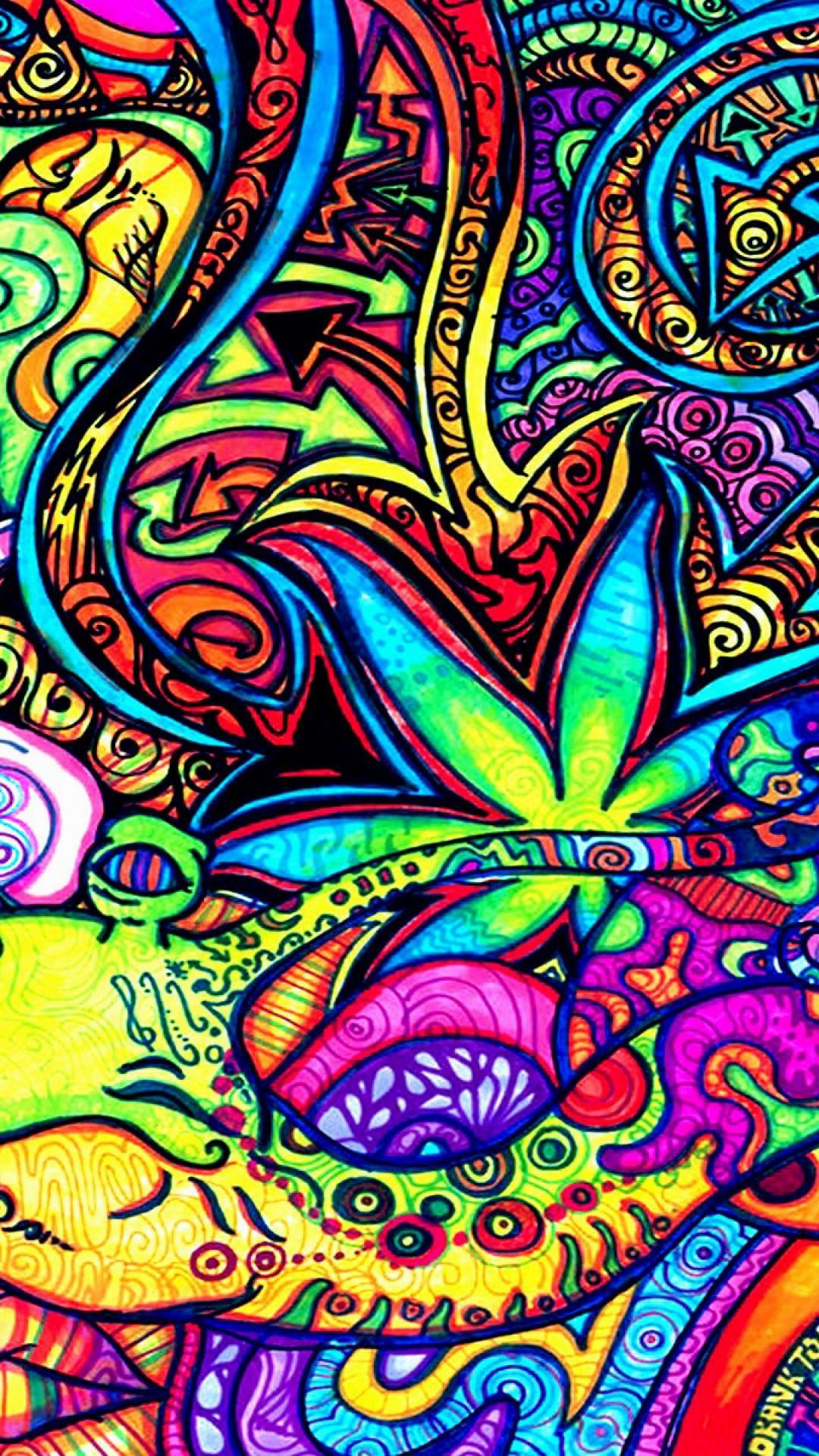 Psichedelico, Doodle, Colori vivaci, 1080x1920, schermata di blocco iPhone