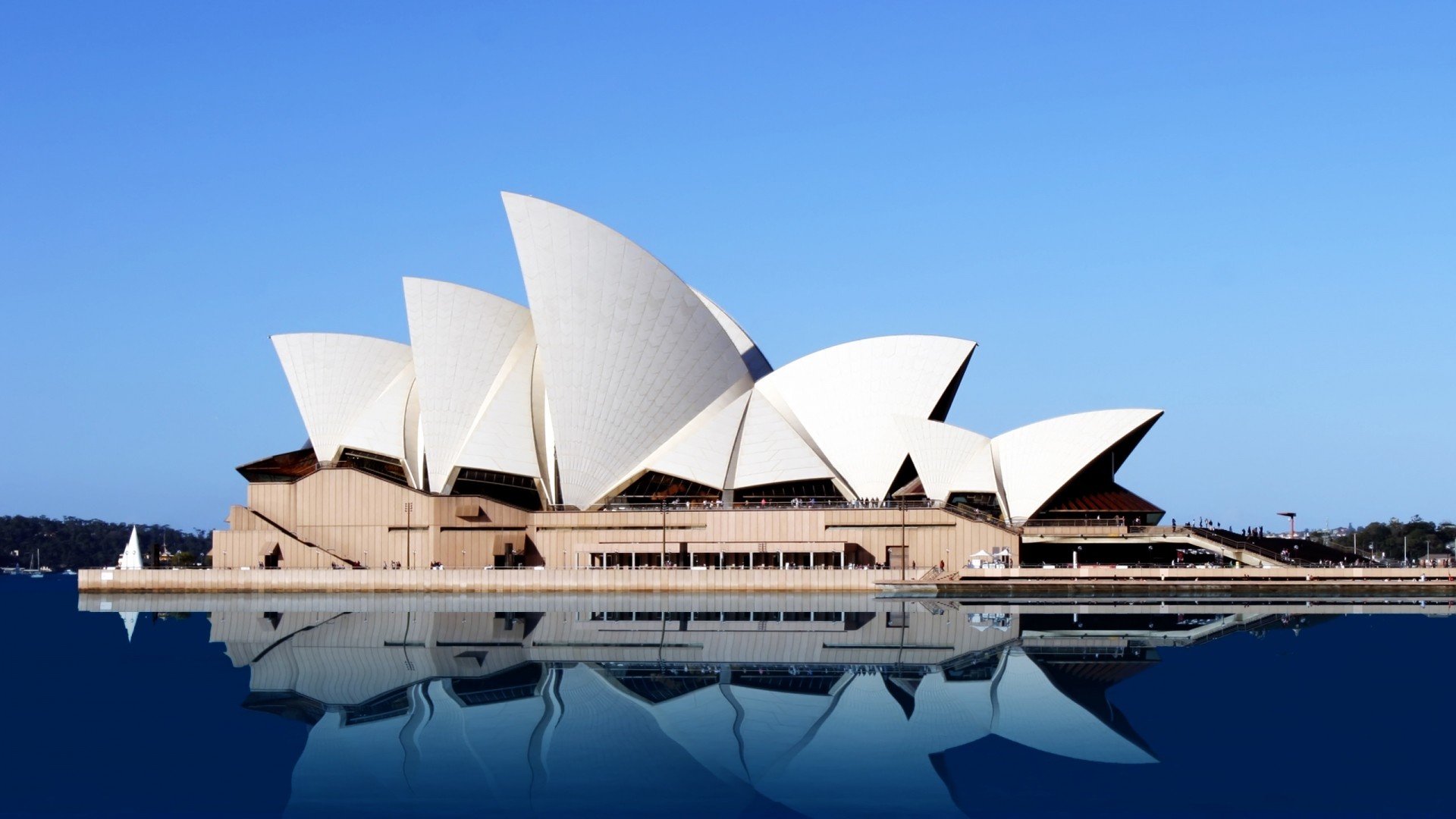 Sydney Opera House, Teatro dell'Opera di Sydney, Sydney, Australia, Riflesso, sfondo Full HD